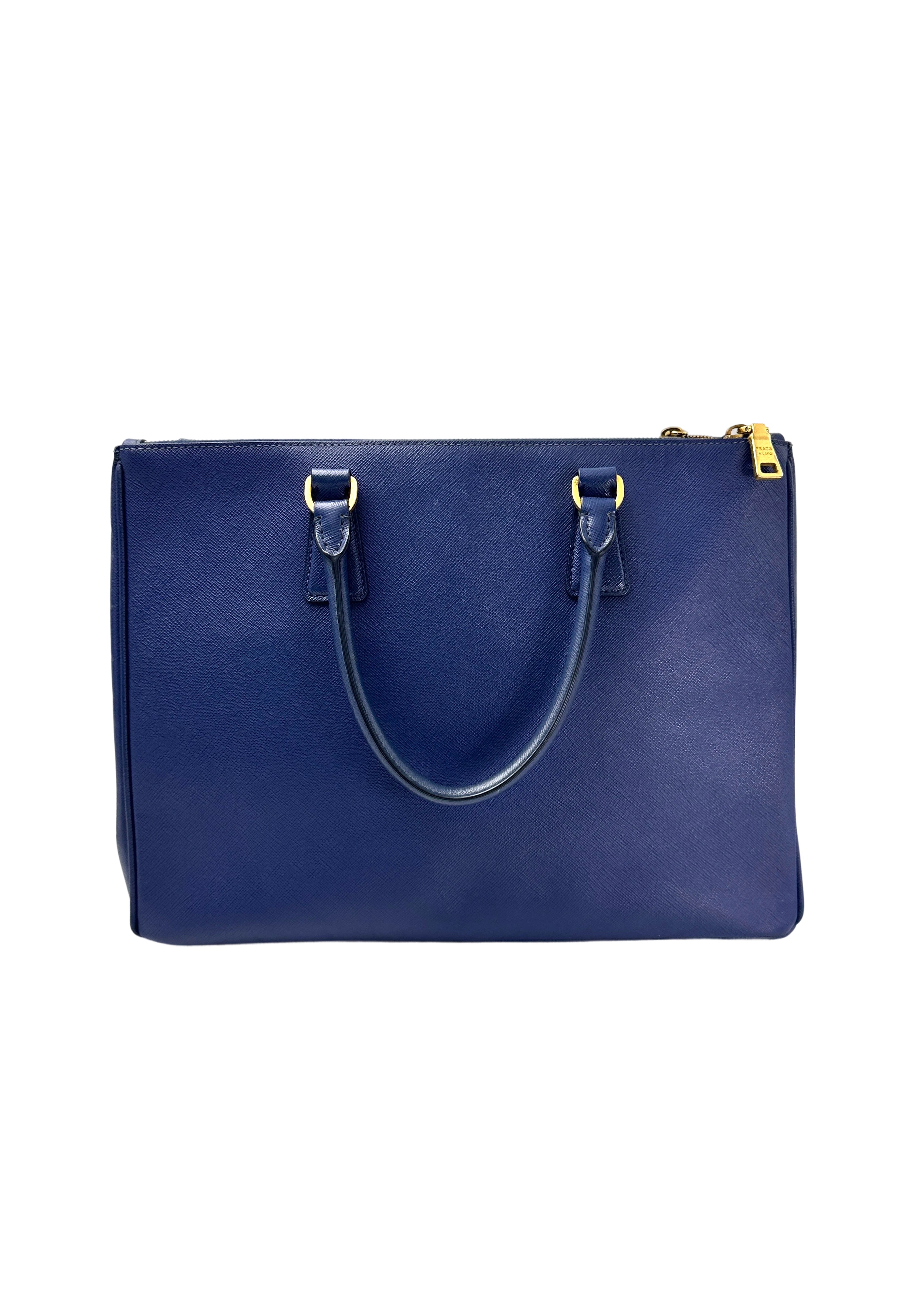 Prada Galleria Blue Saffiano Leather Handle Bag PR329