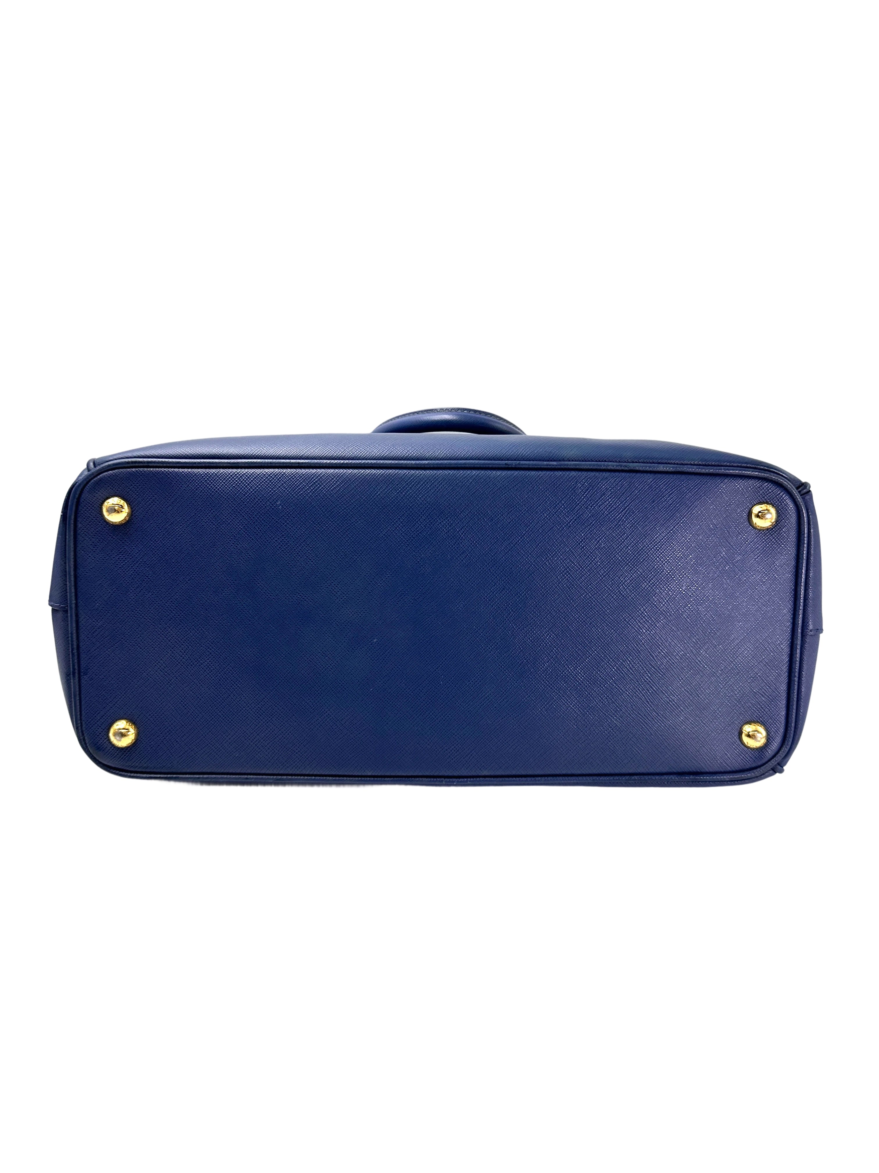 Prada Galleria Blue Saffiano Leather Handle Bag PR329