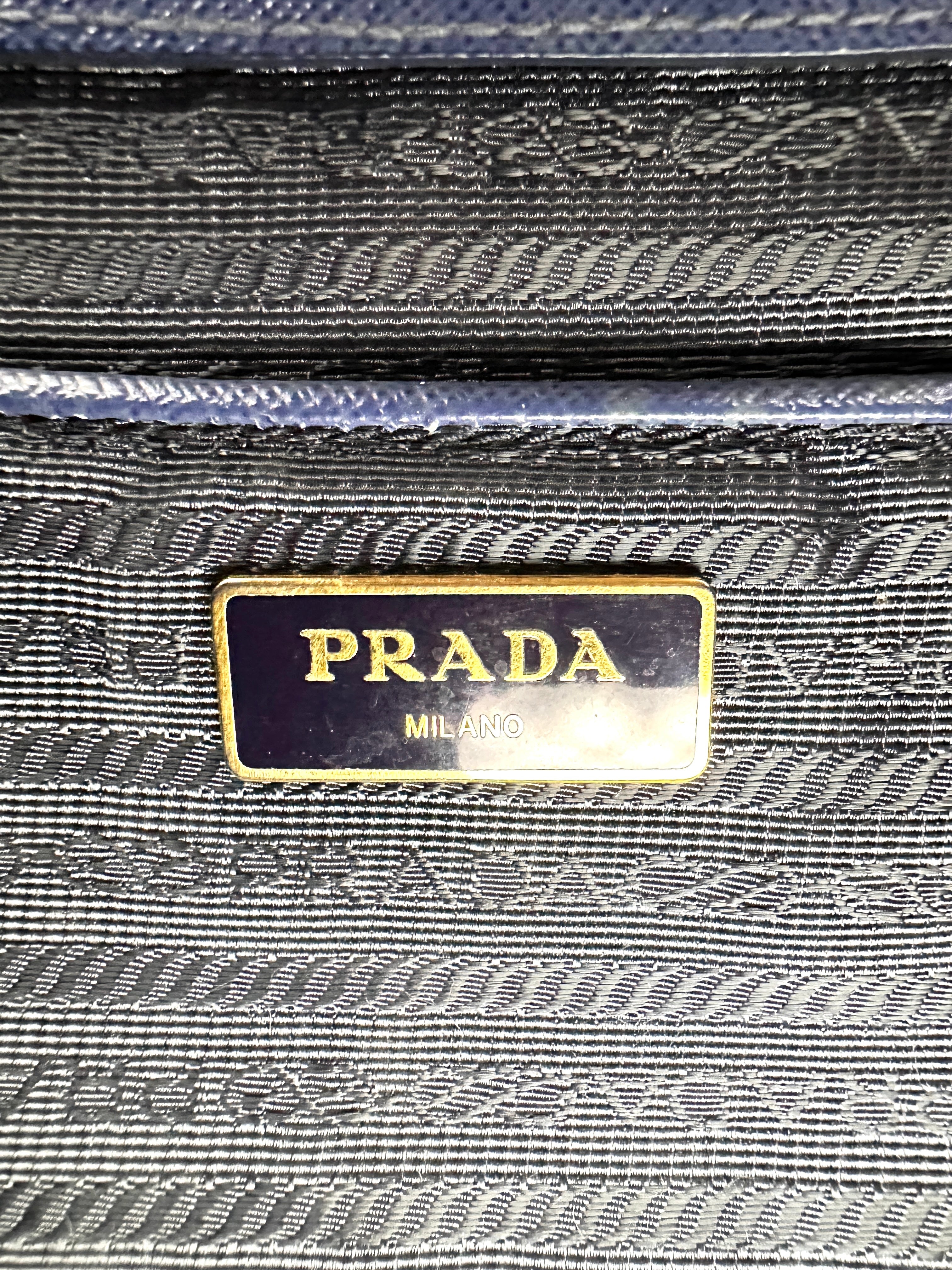 Prada Galleria Blue Saffiano Leather Handle Bag PR329