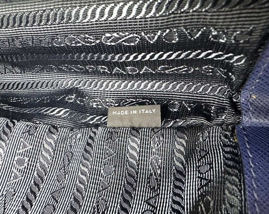 Prada Galleria Blue Saffiano Leather Handle Bag PR329