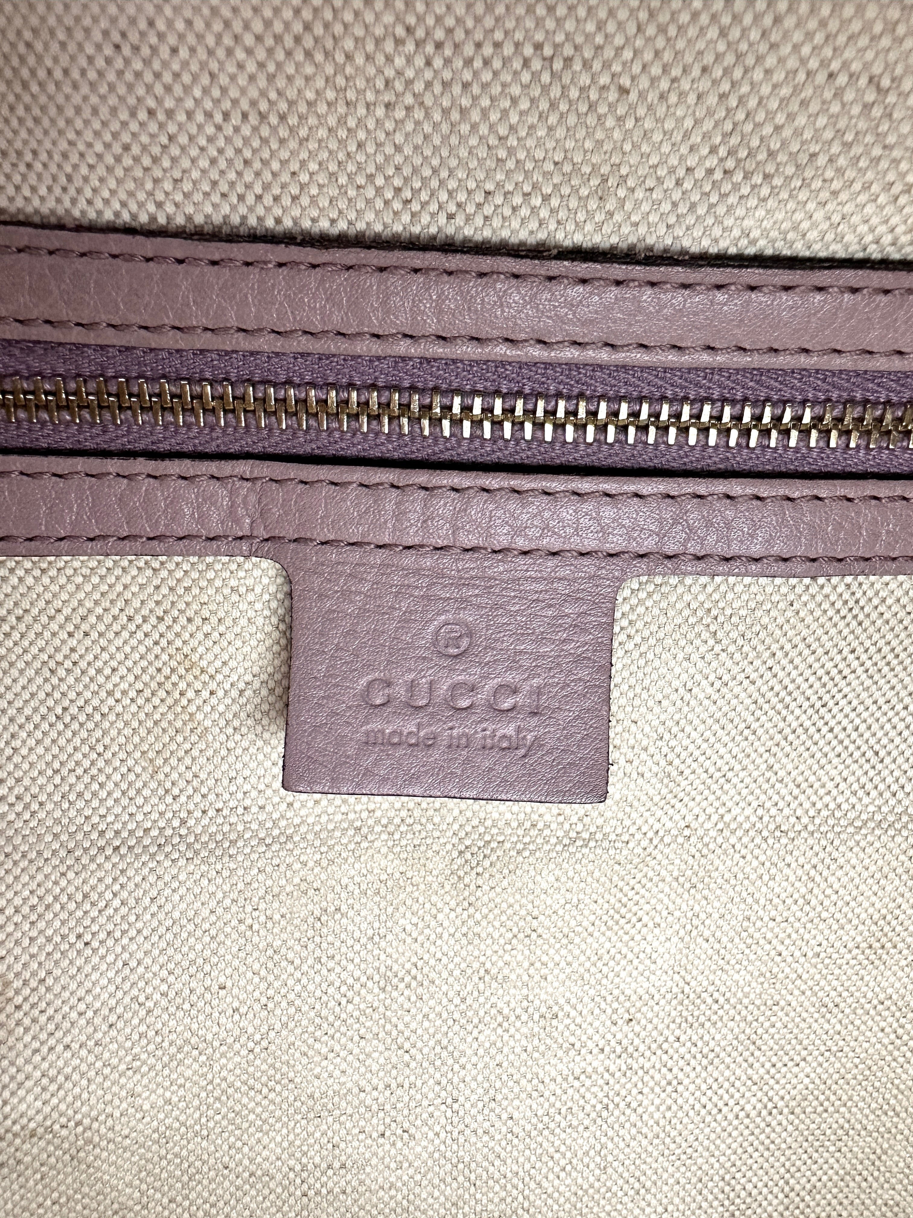 Gucci GG Canvas Boston Bag With Pink Stripe GG986