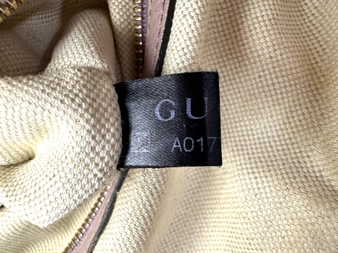 Gucci GG Canvas Boston Bag With Pink Stripe GG986