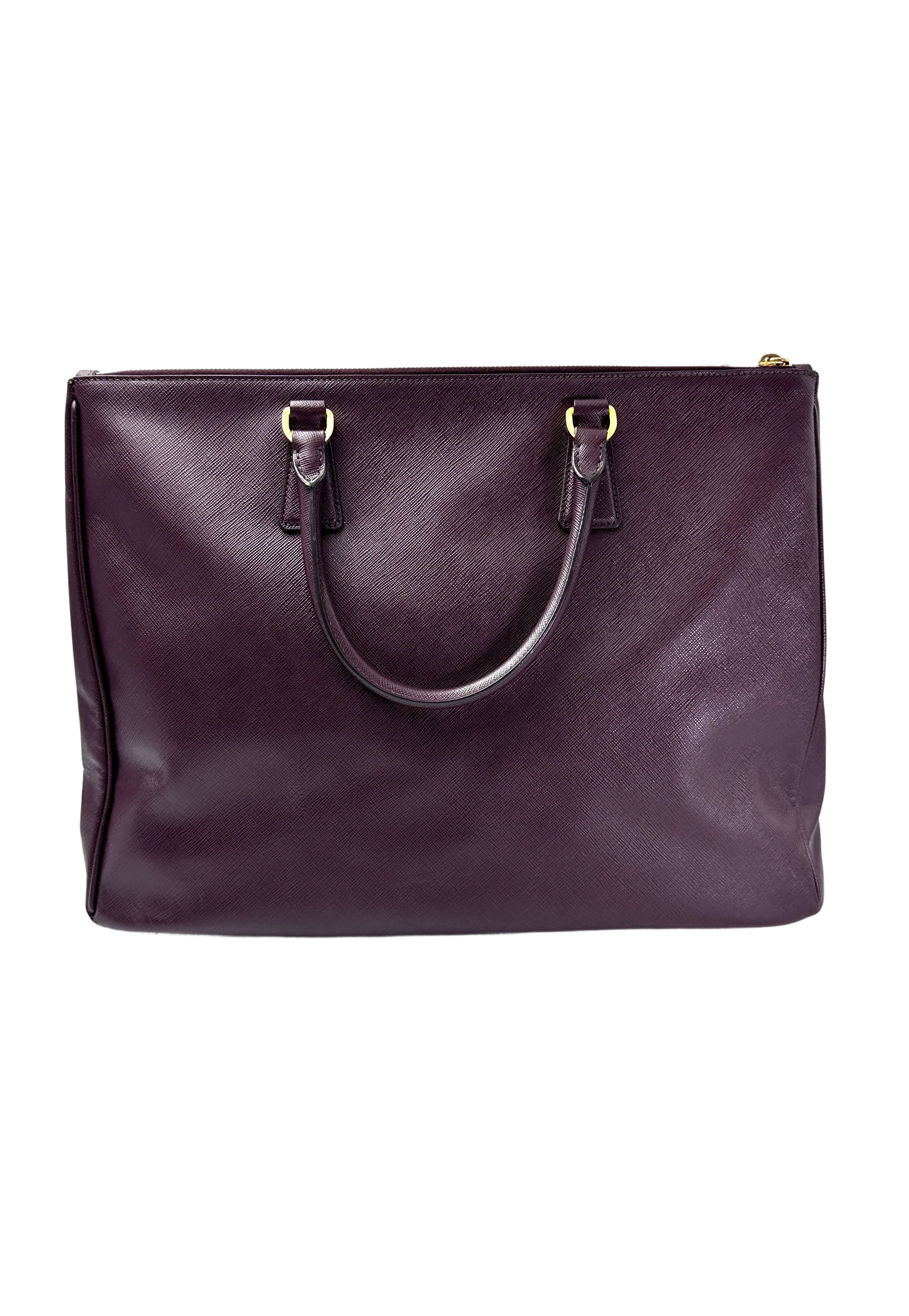 Prada Galleria Dark Purple Saffiano Leather Large Size Handle Bag PR337