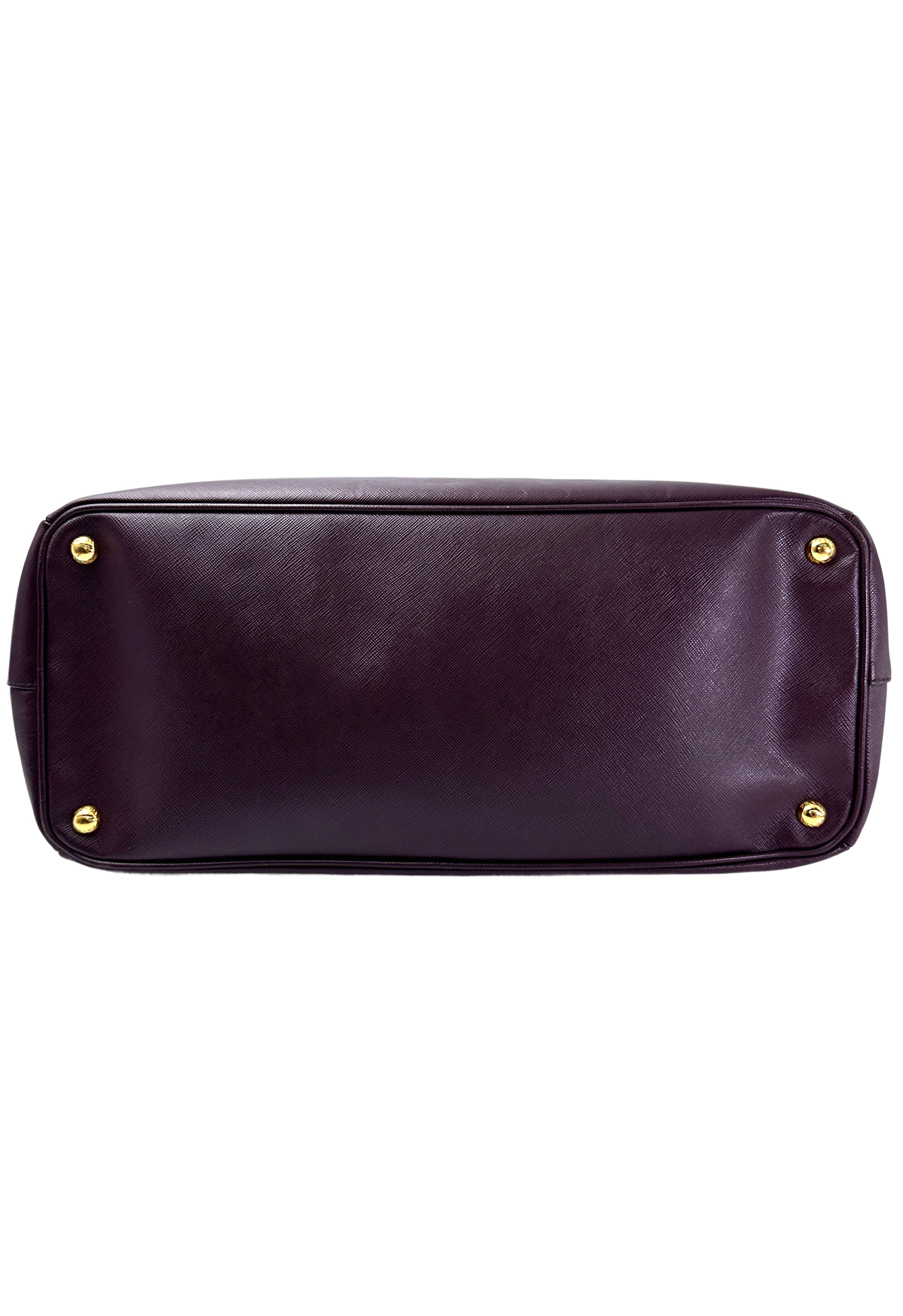 Prada Galleria Dark Purple Saffiano Leather Large Size Handle Bag PR337