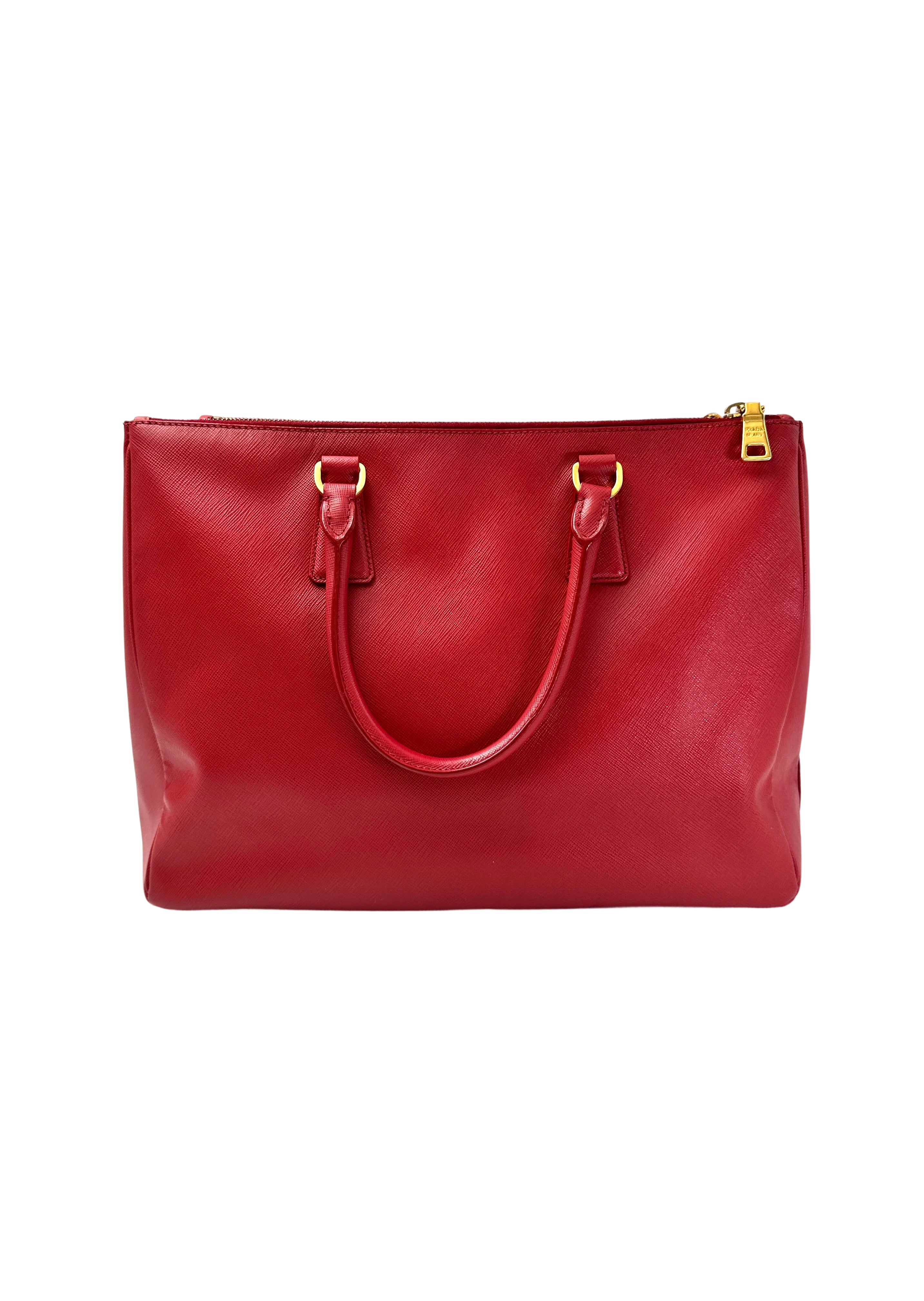 Prada Galleria Red Saffiano Leather Handle Bag PR331