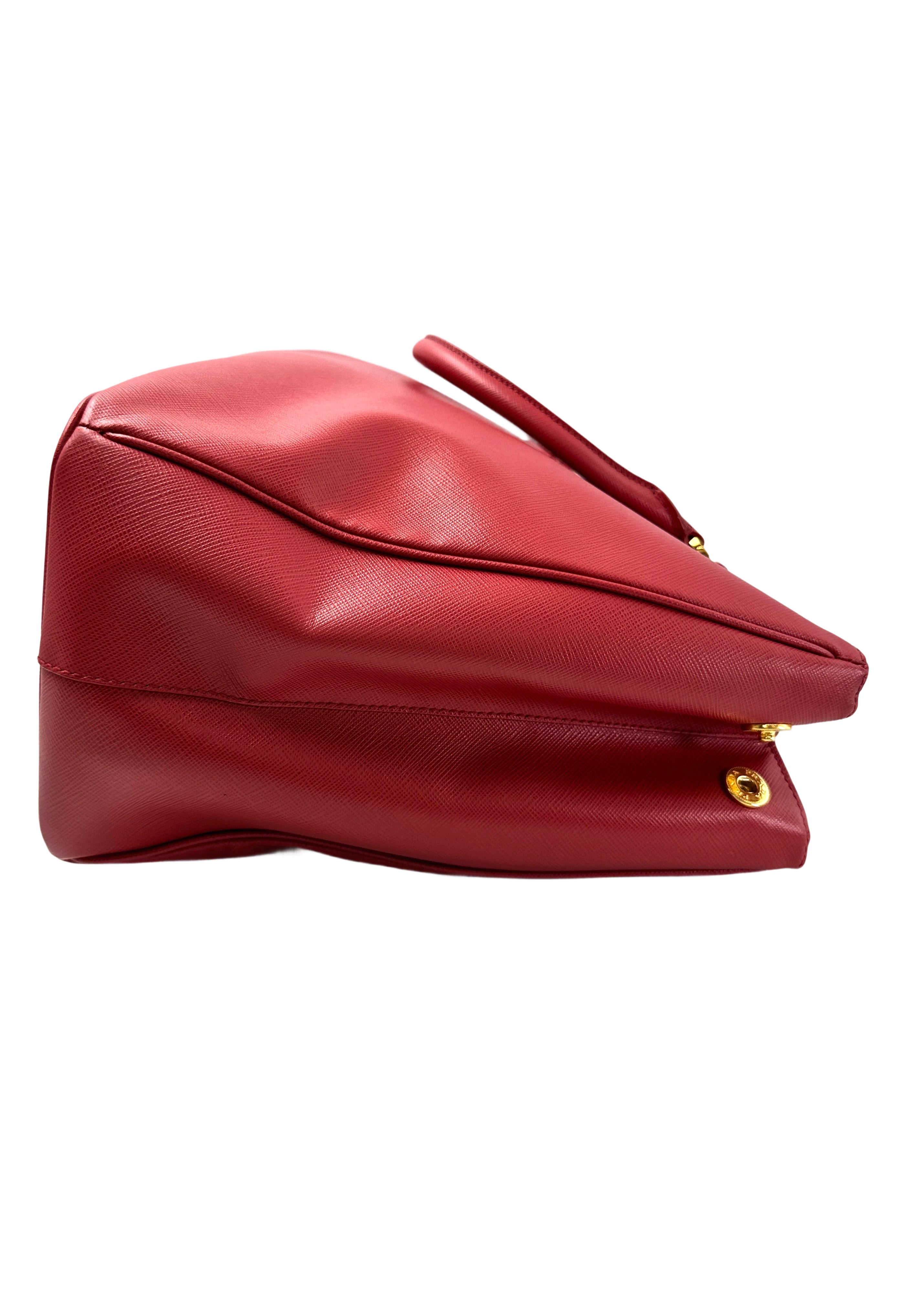 Prada Galleria Red Saffiano Leather Handle Bag PR331