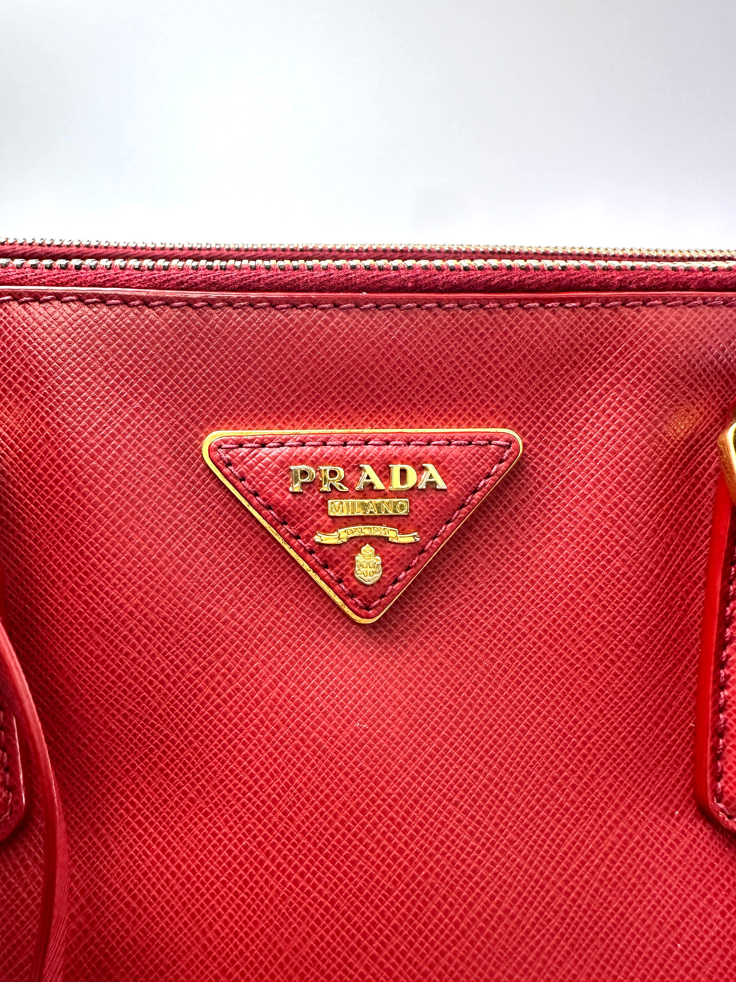 Prada Galleria Red Saffiano Leather Handle Bag PR331