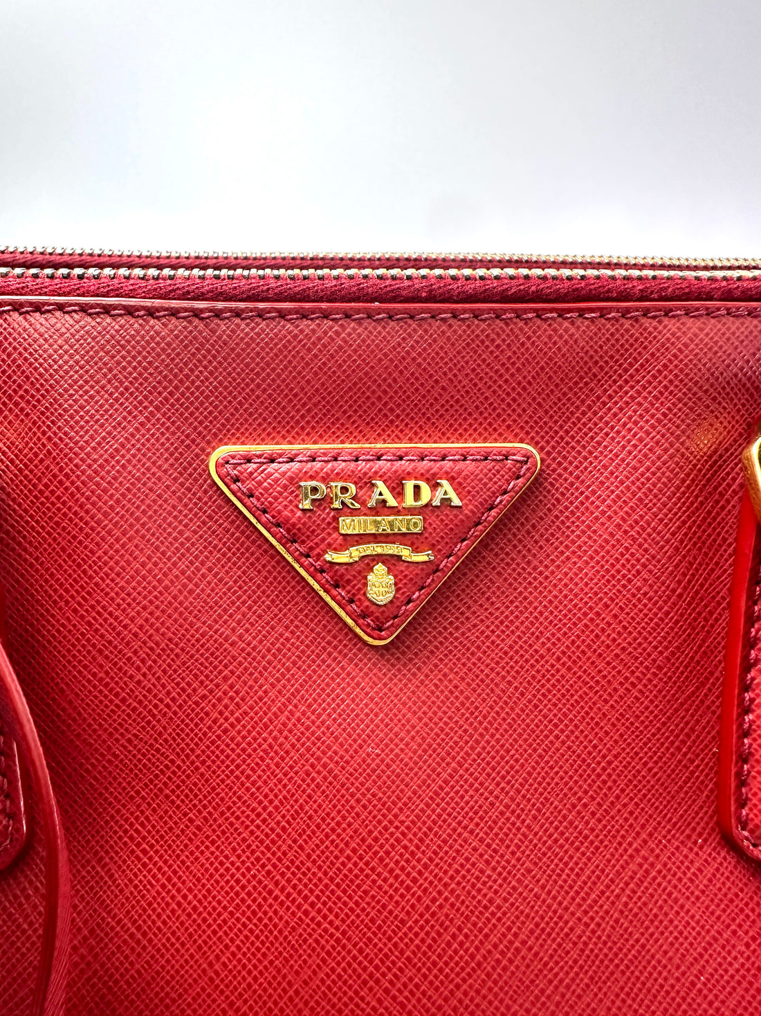 Prada Galleria Red Saffiano Leather Handle Bag PR331