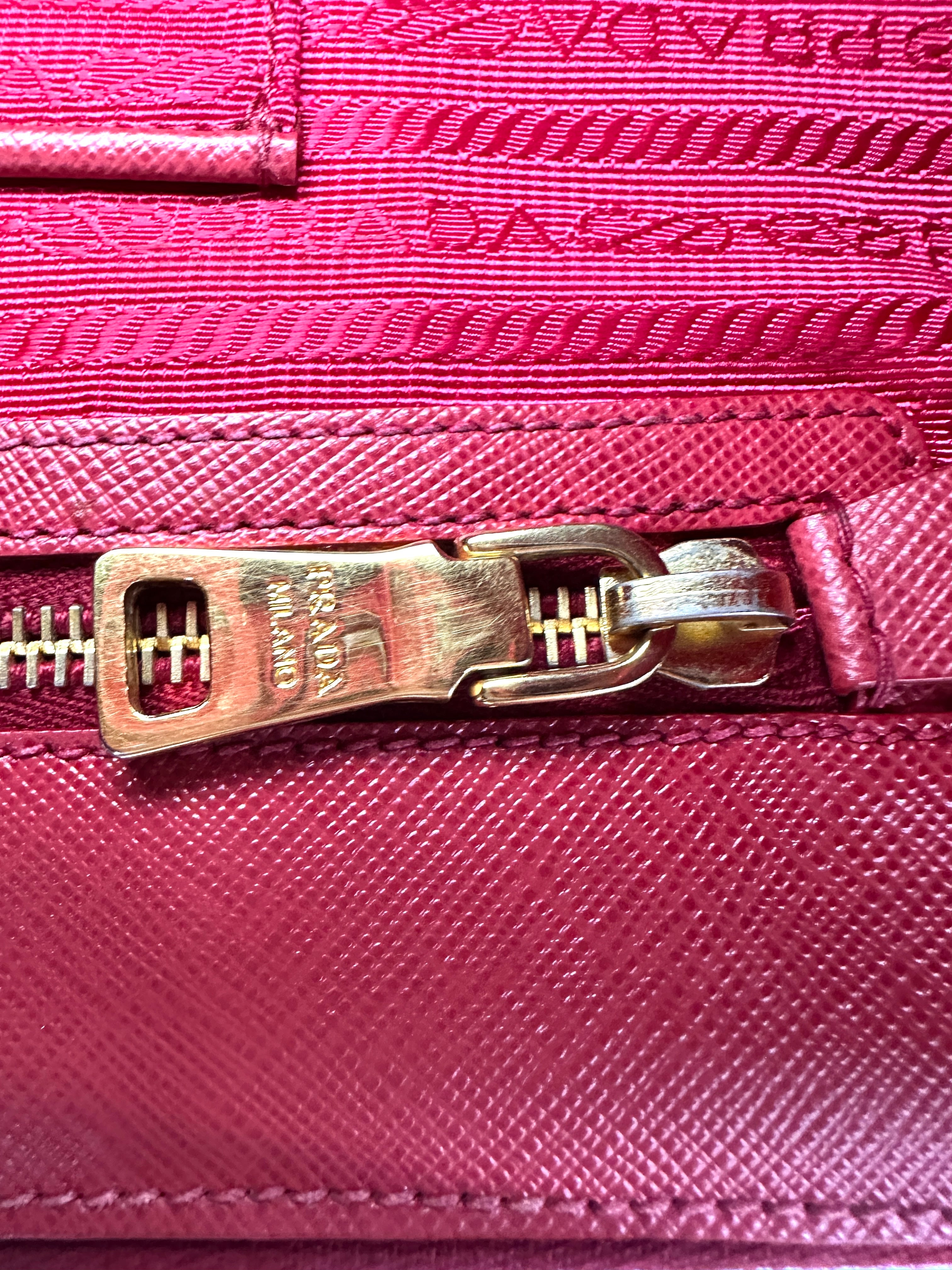Prada Galleria Red Saffiano Leather Handle Bag PR331