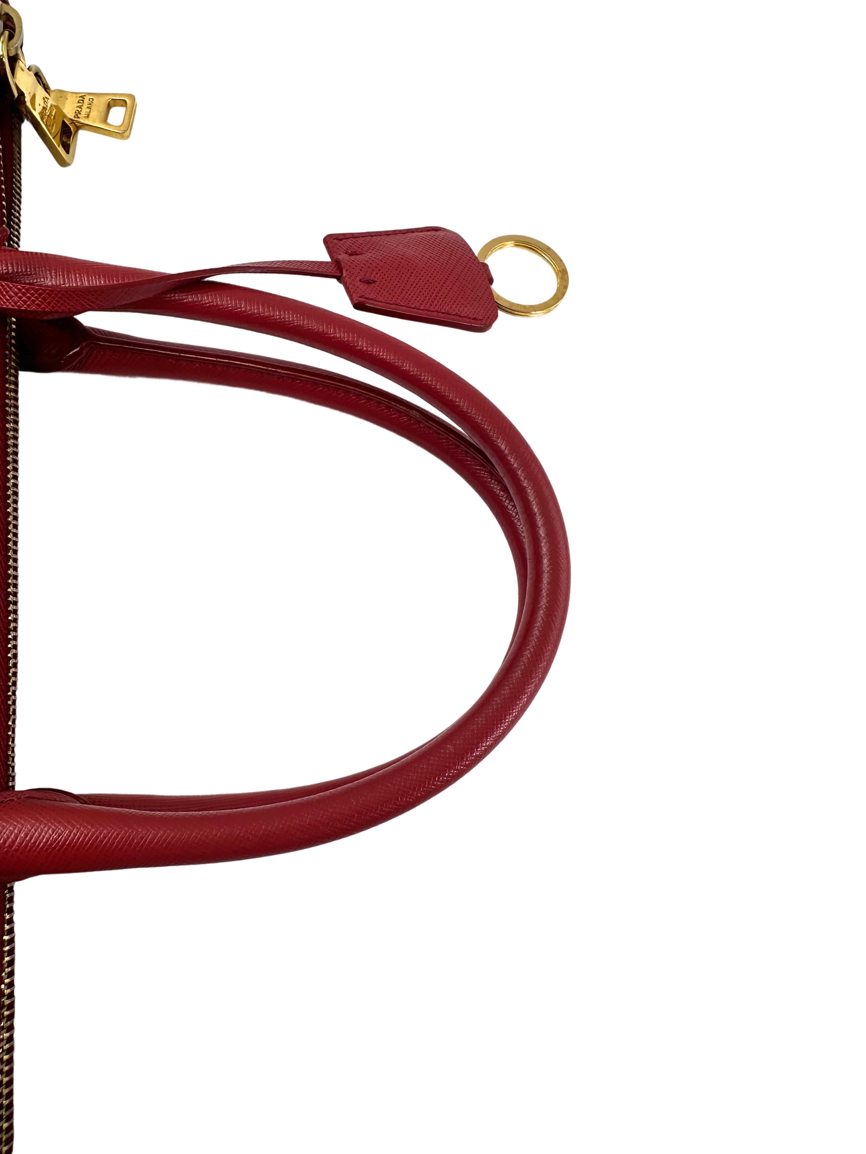 Prada Galleria Red Saffiano Leather Handle Bag PR331