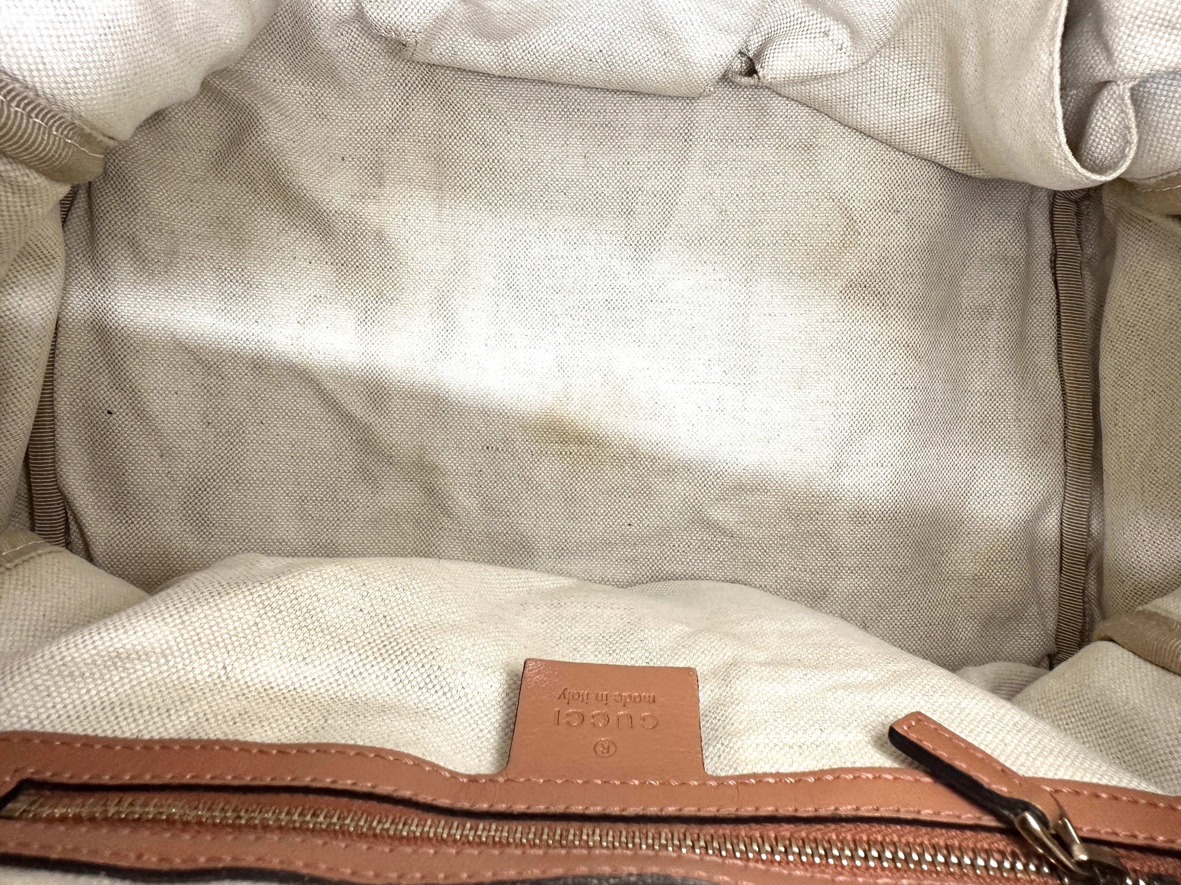 Gucci GG Canvas Boston Bag With Red Stripe GG987