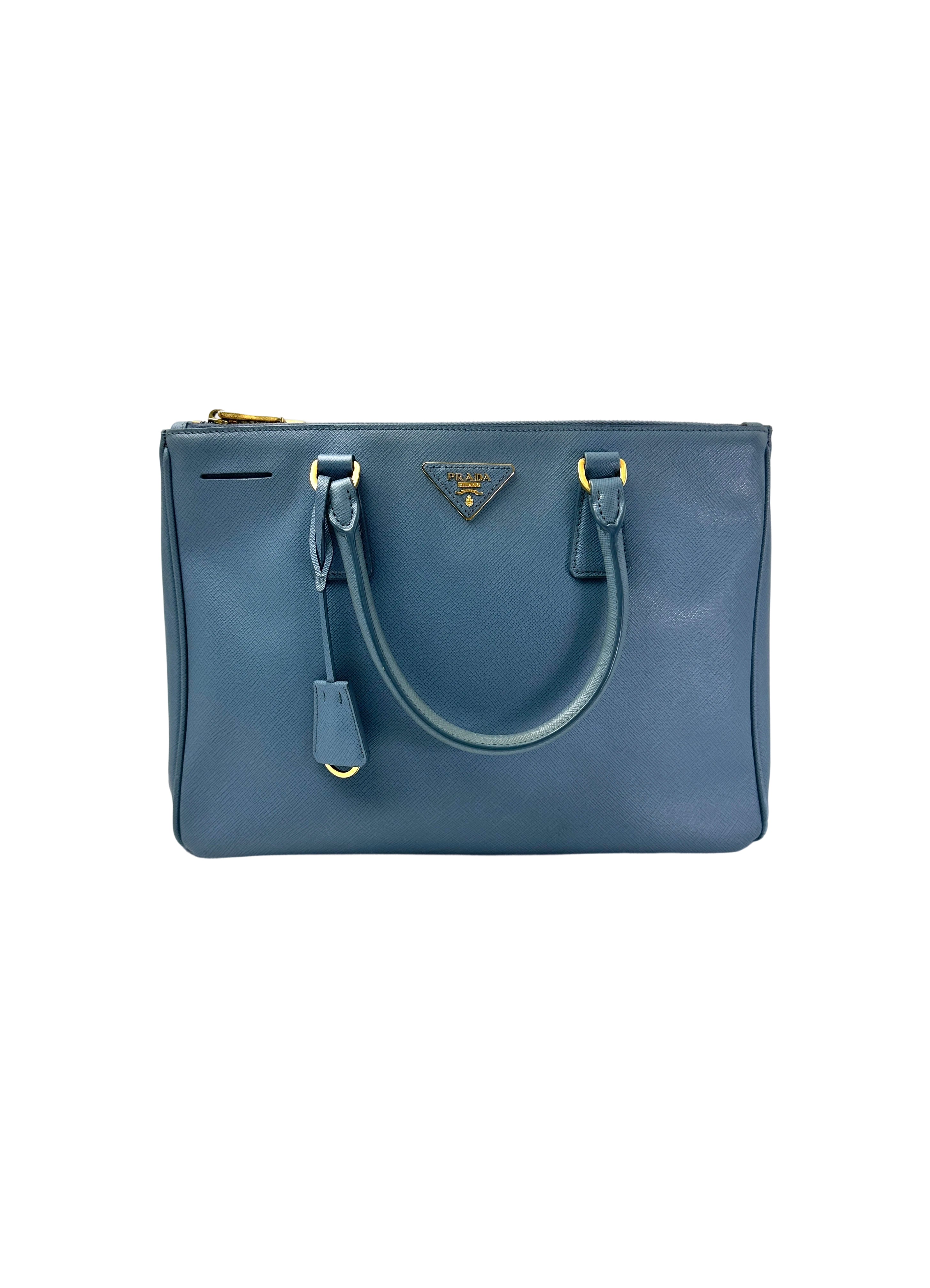 Prada Galleria Blue Saffiano Leather Handle Bag PR330