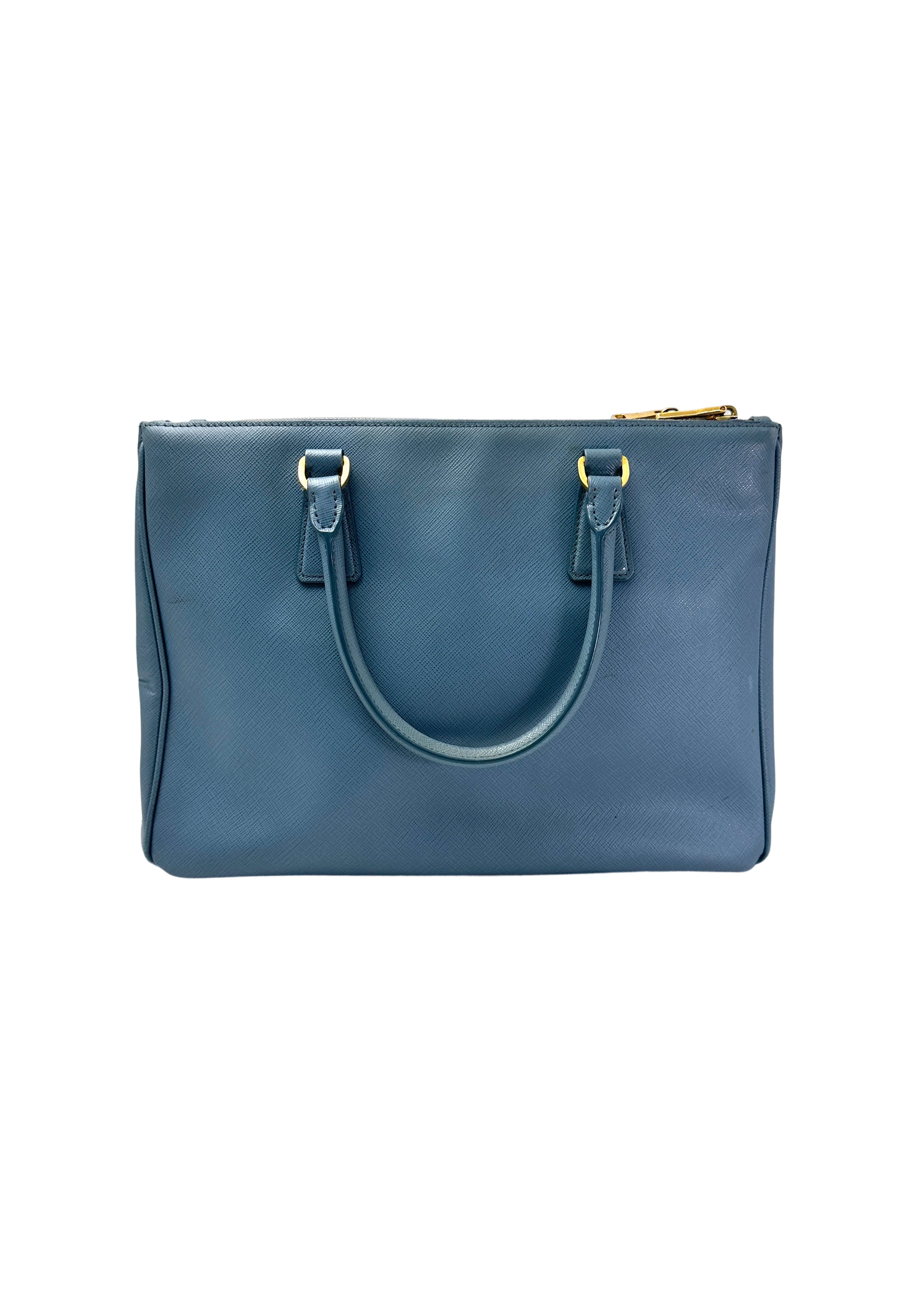 Prada Galleria Blue Saffiano Leather Handle Bag PR330