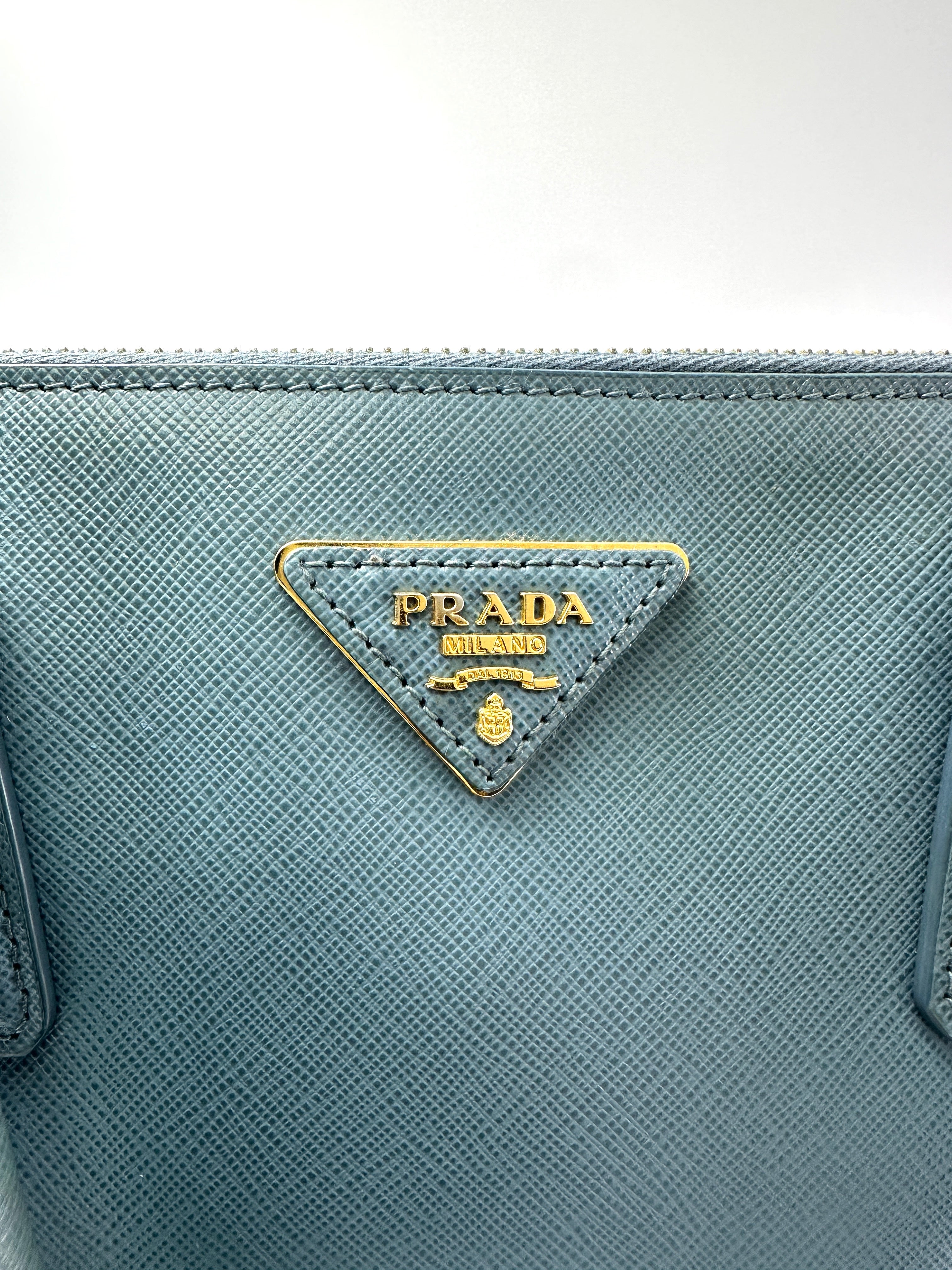 Prada Galleria Blue Saffiano Leather Handle Bag PR330