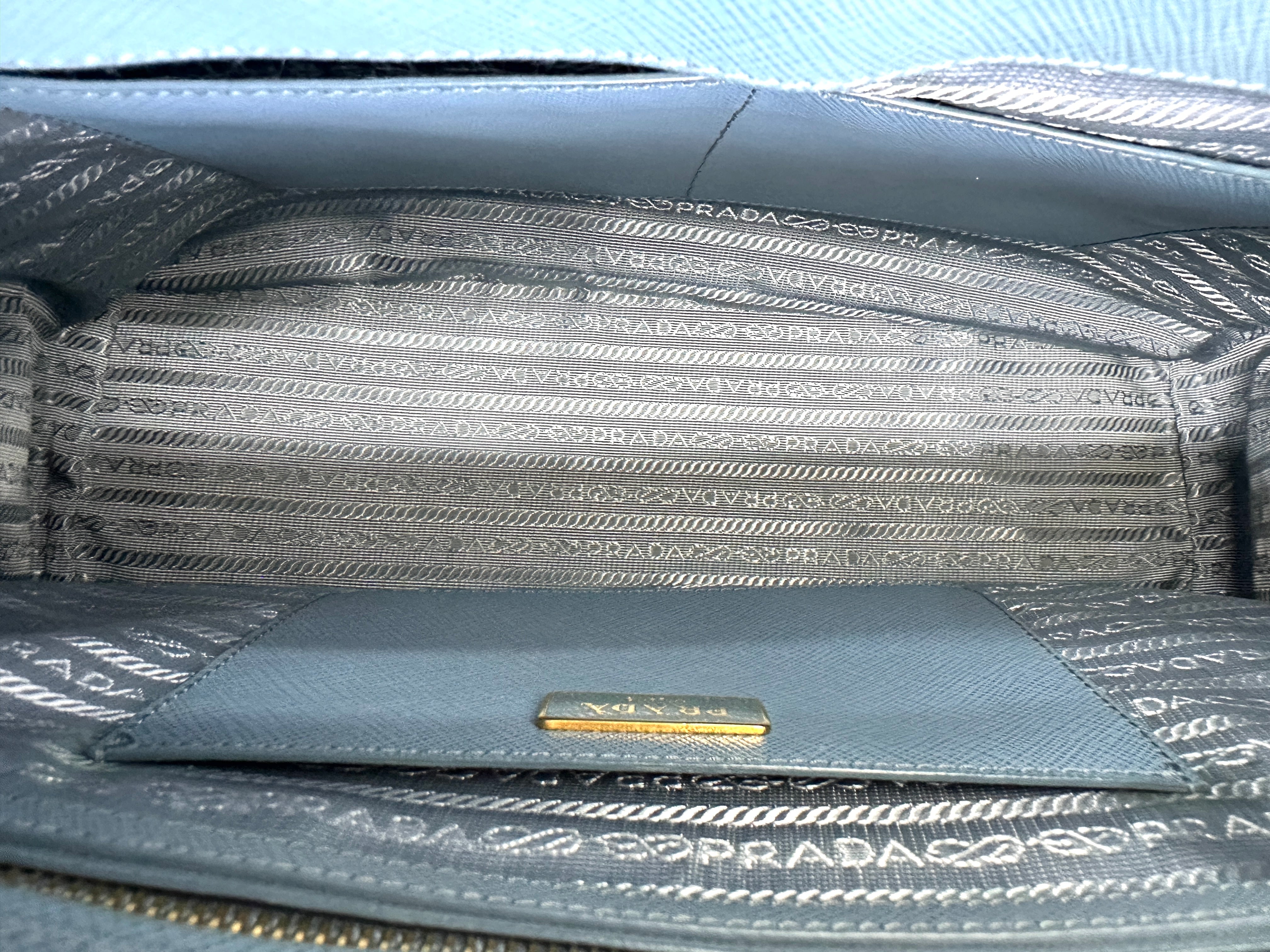 Prada Galleria Blue Saffiano Leather Handle Bag PR330