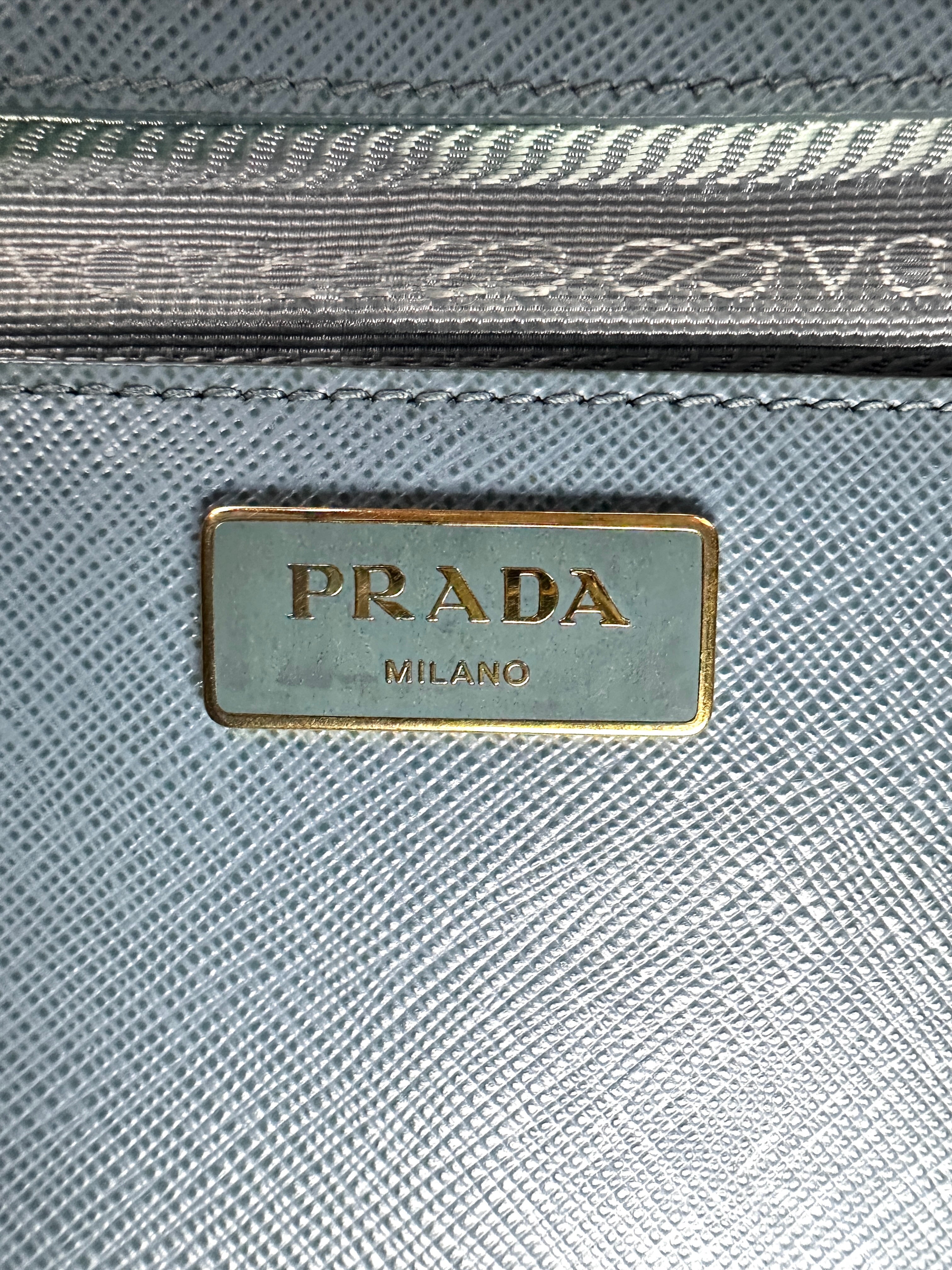 Prada Galleria Blue Saffiano Leather Handle Bag PR330
