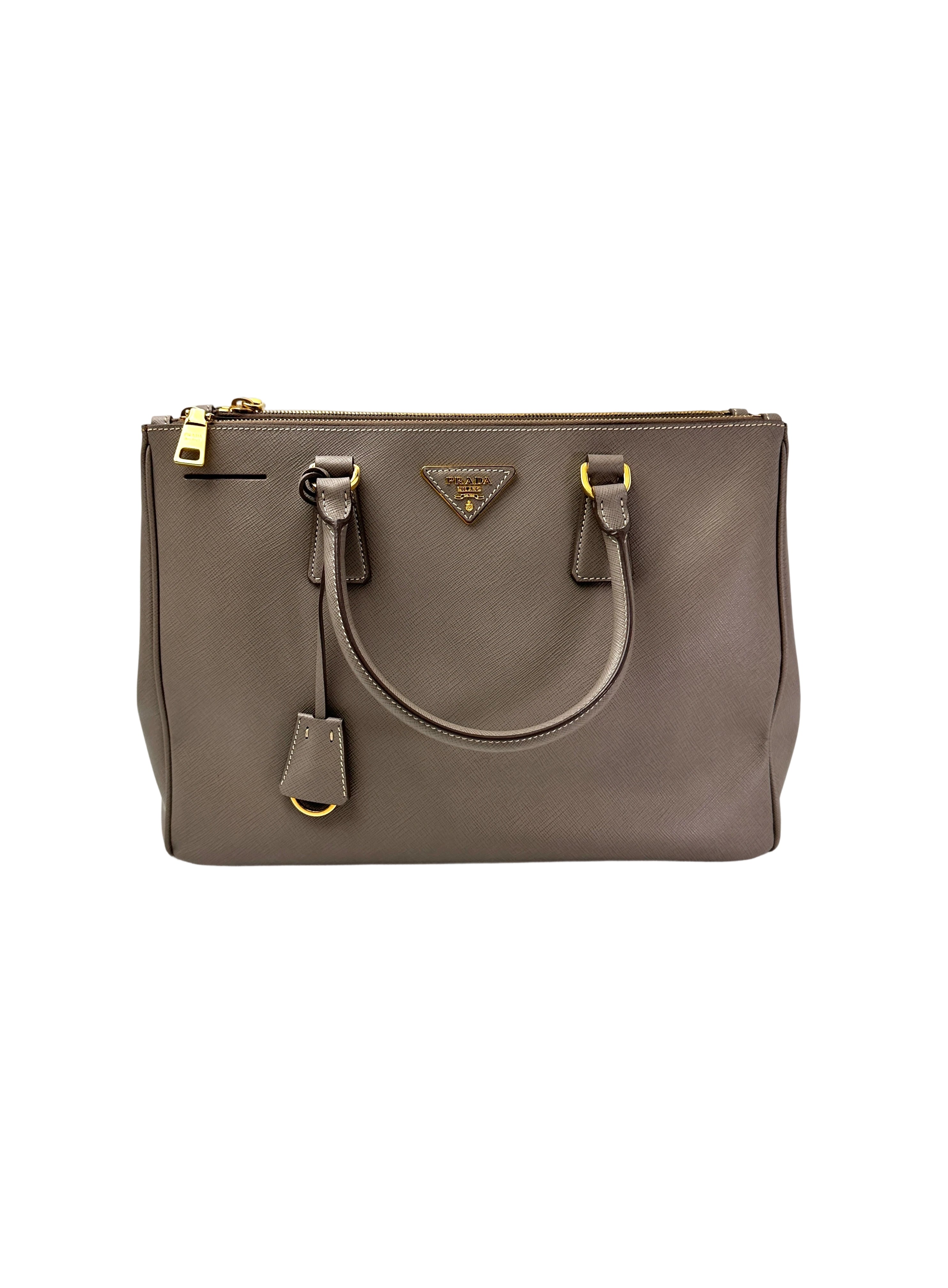 Prada Galleria Grey Saffiano Leather Handle Bag PR333