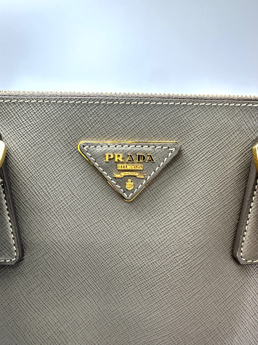 Prada Galleria Grey Saffiano Leather Handle Bag PR333