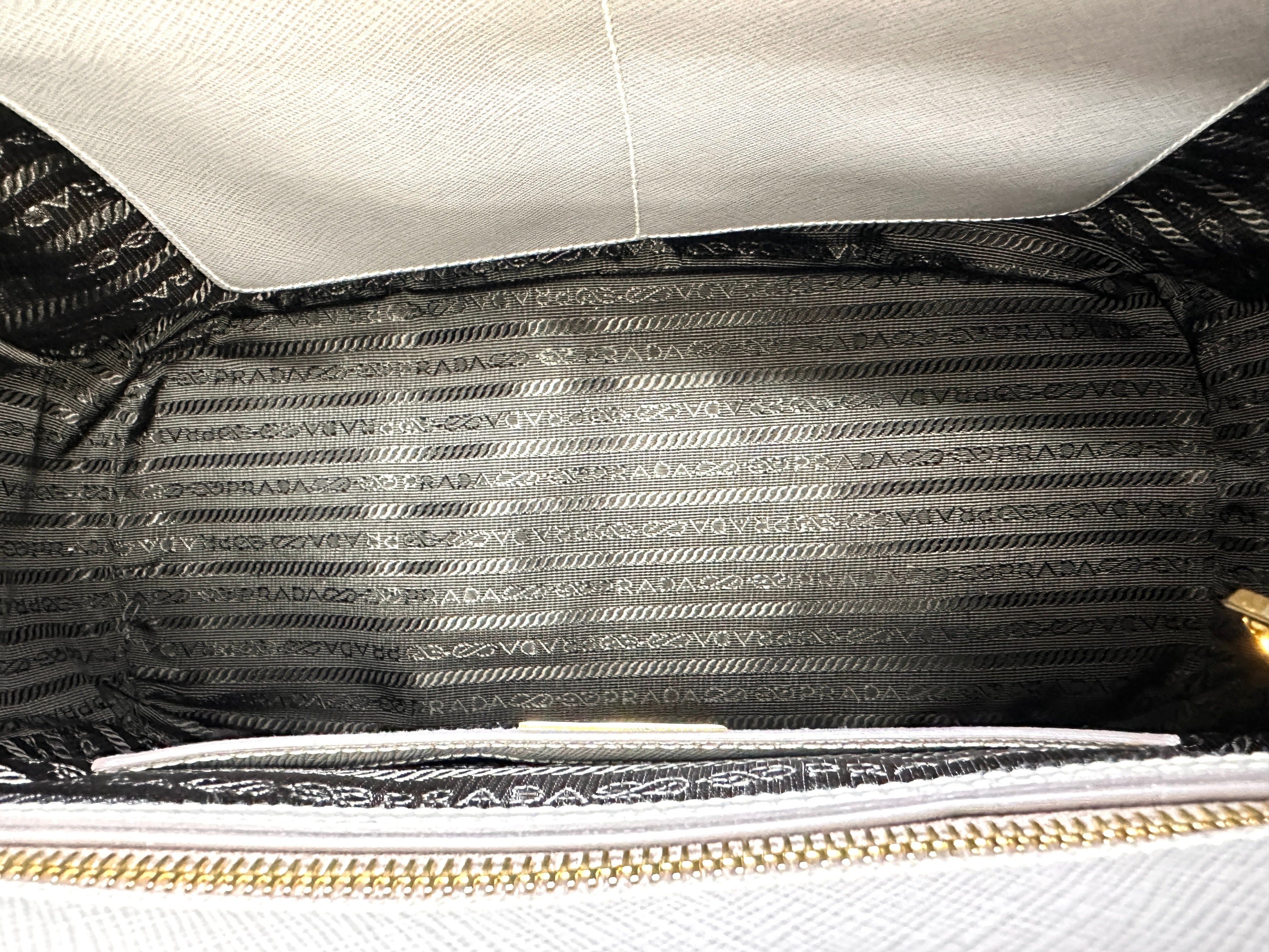 Prada Galleria Grey Saffiano Leather Handle Bag PR333