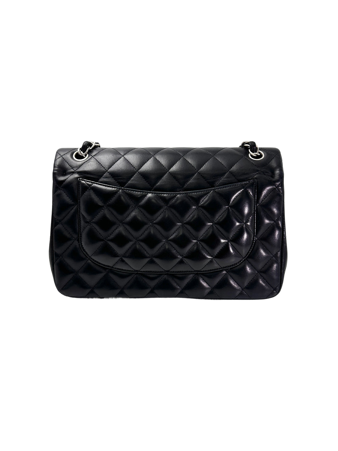 Chanel Classic Flap Black Quilted Lambskin Jumbo Shoulder Bag With Silver Buckle(19***91) CC1956