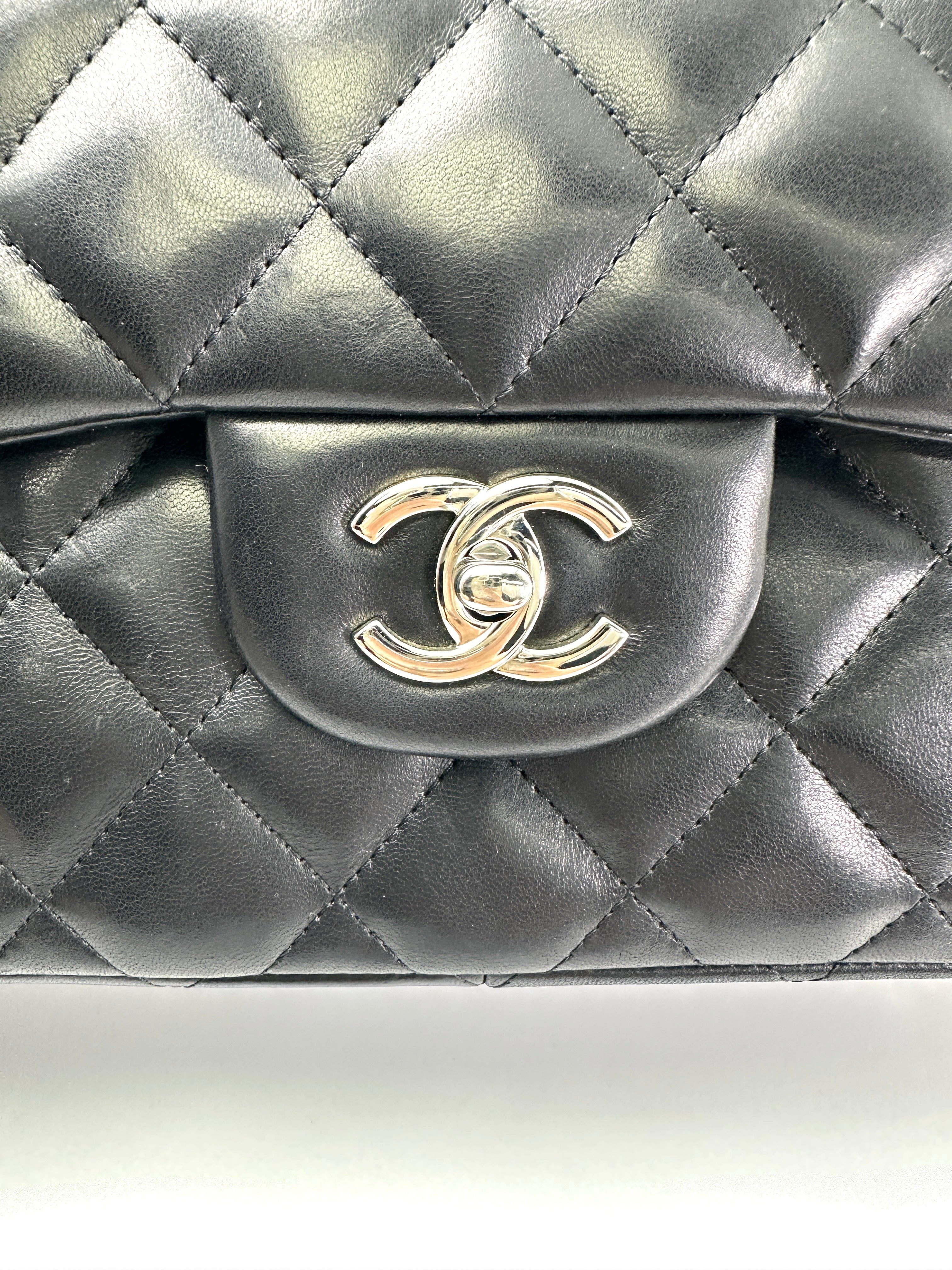 Chanel Classic Flap Black Quilted Lambskin Jumbo Shoulder Bag With Silver Buckle(19***91) CC1956