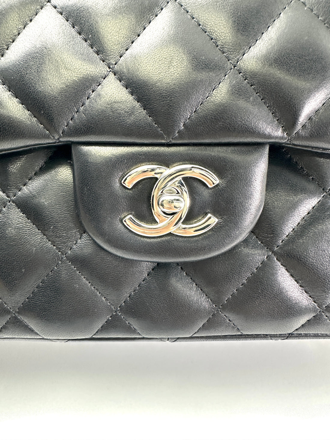 Chanel Classic Flap Black Quilted Lambskin Jumbo Shoulder Bag With Silver Buckle(19***91) CC1956