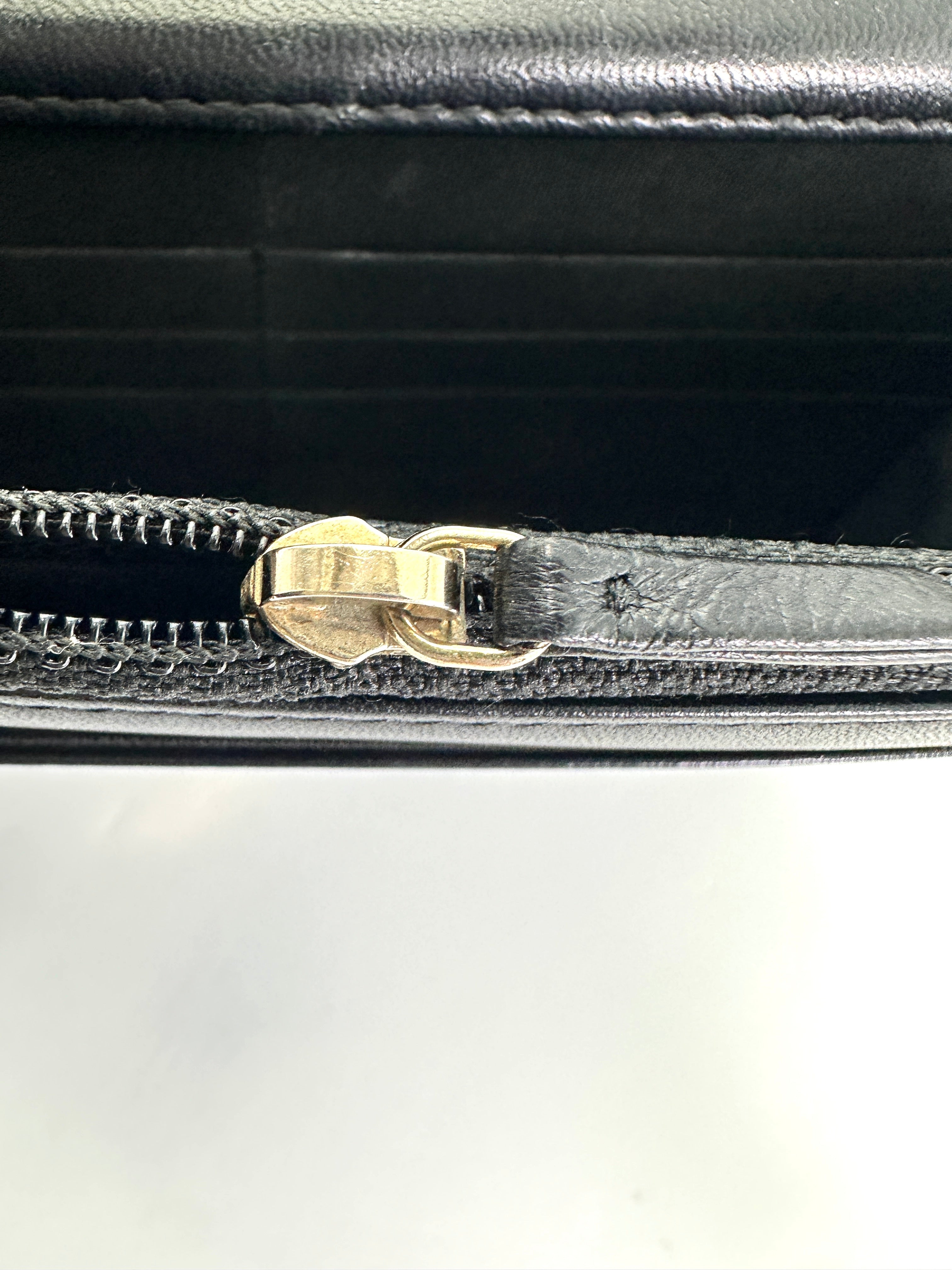 Chanel LeBoy Black Chevron Quilted Wallet On Chain With Gold Buckle(25***87) CC1957