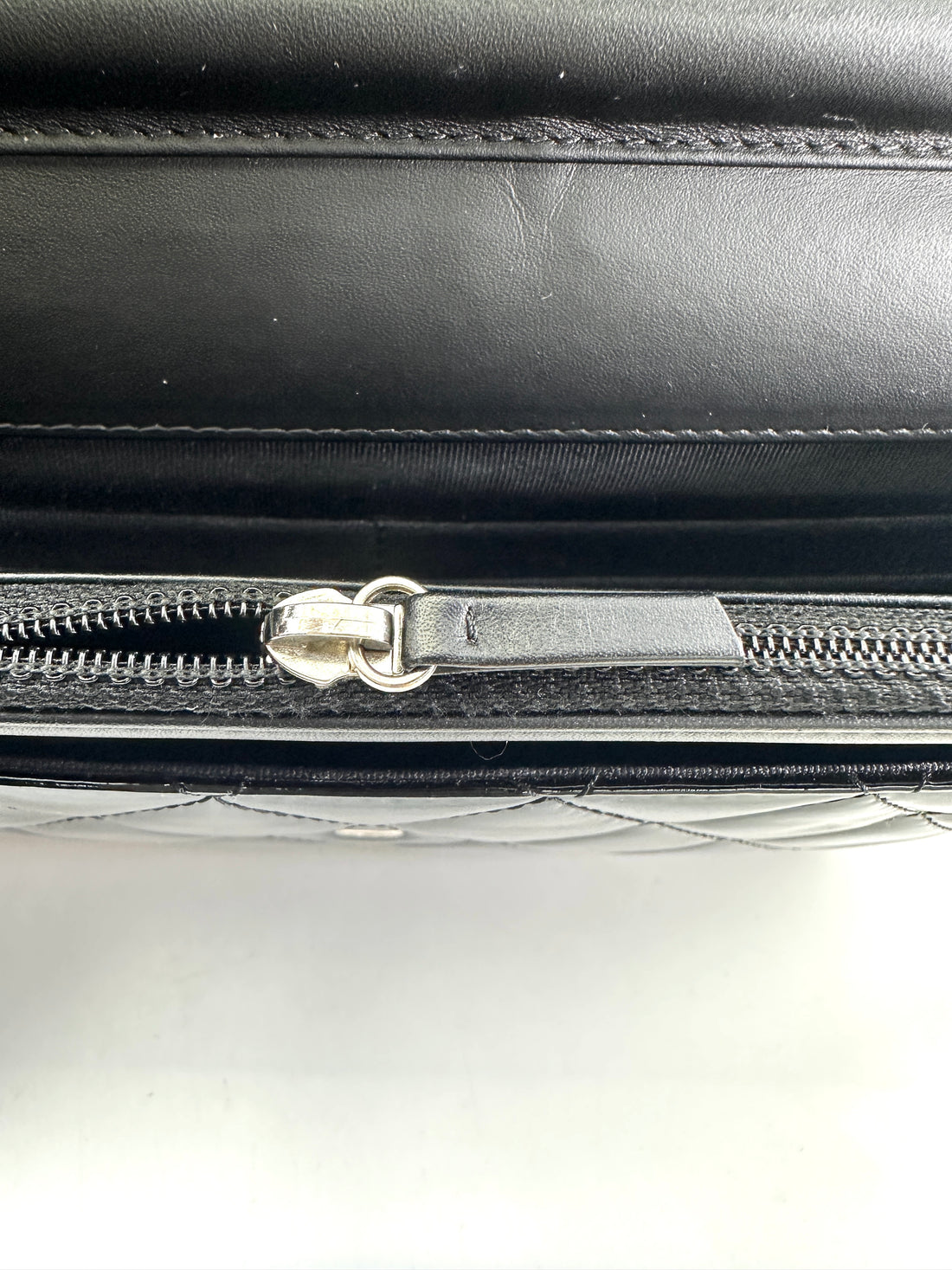 Chanel Black Quilted Patent Leather Wallet On Chain With Silver Buckle(20***91) CC1959