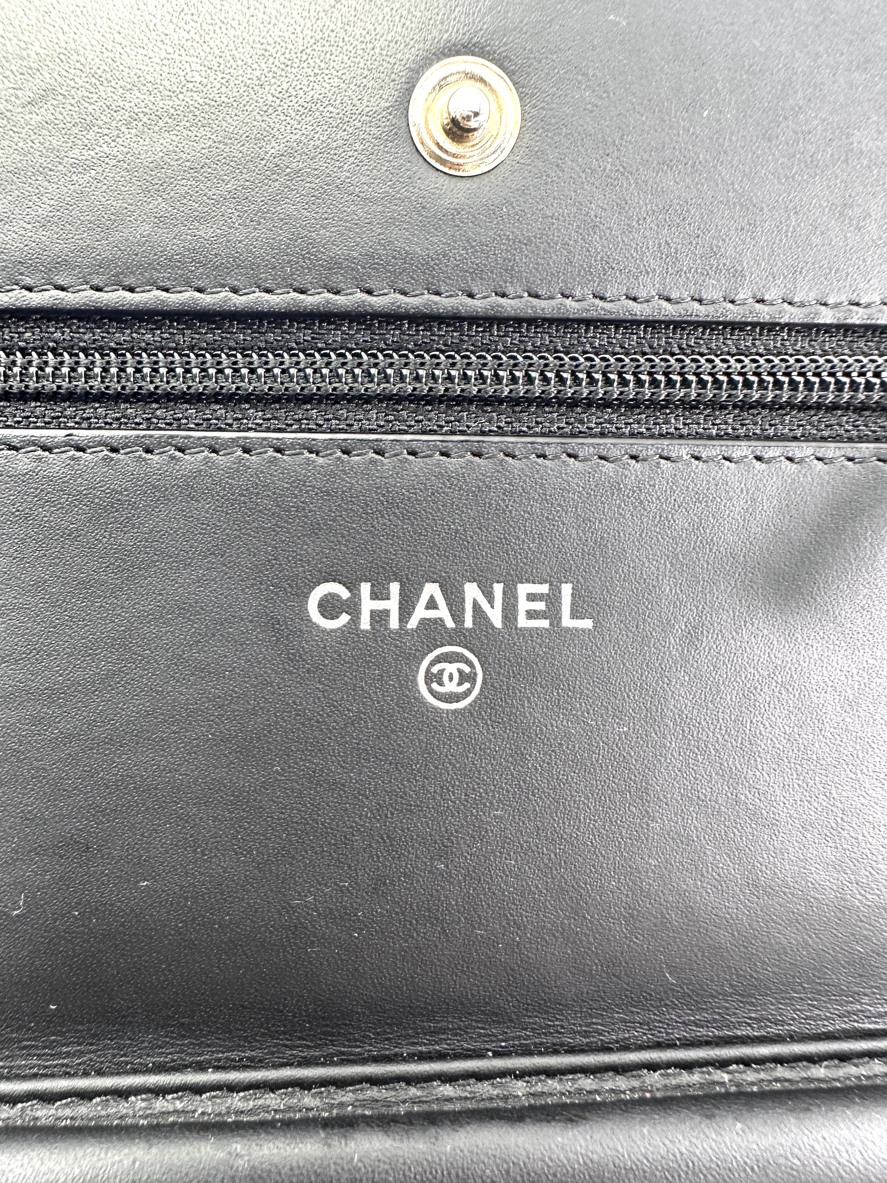 Chanel Black Quilted Patent Leather Wallet On Chain With Silver Buckle(20***91) CC1959