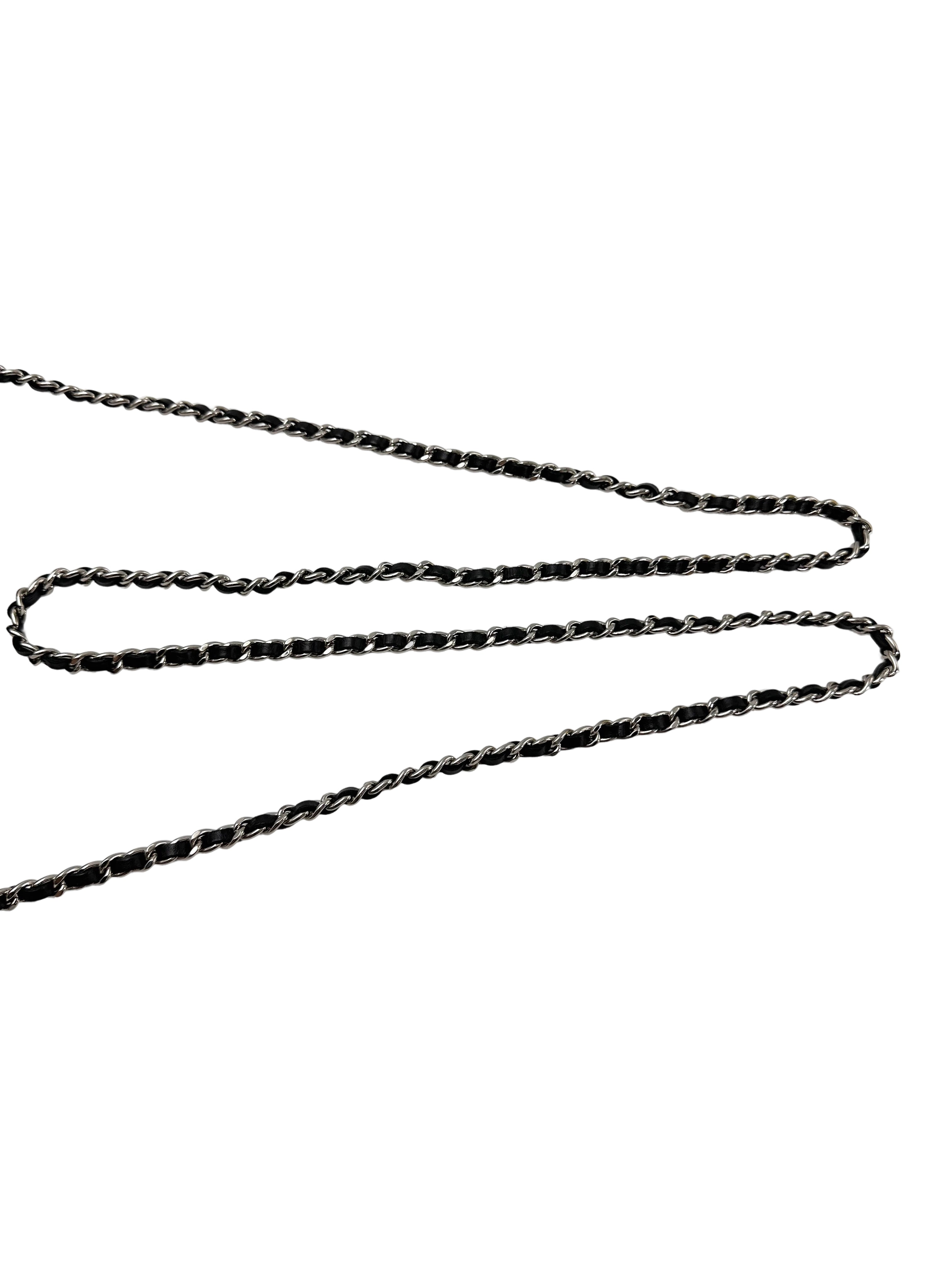 Chanel Black Quilted Patent Leather Wallet On Chain With Silver Buckle(20***91) CC1959