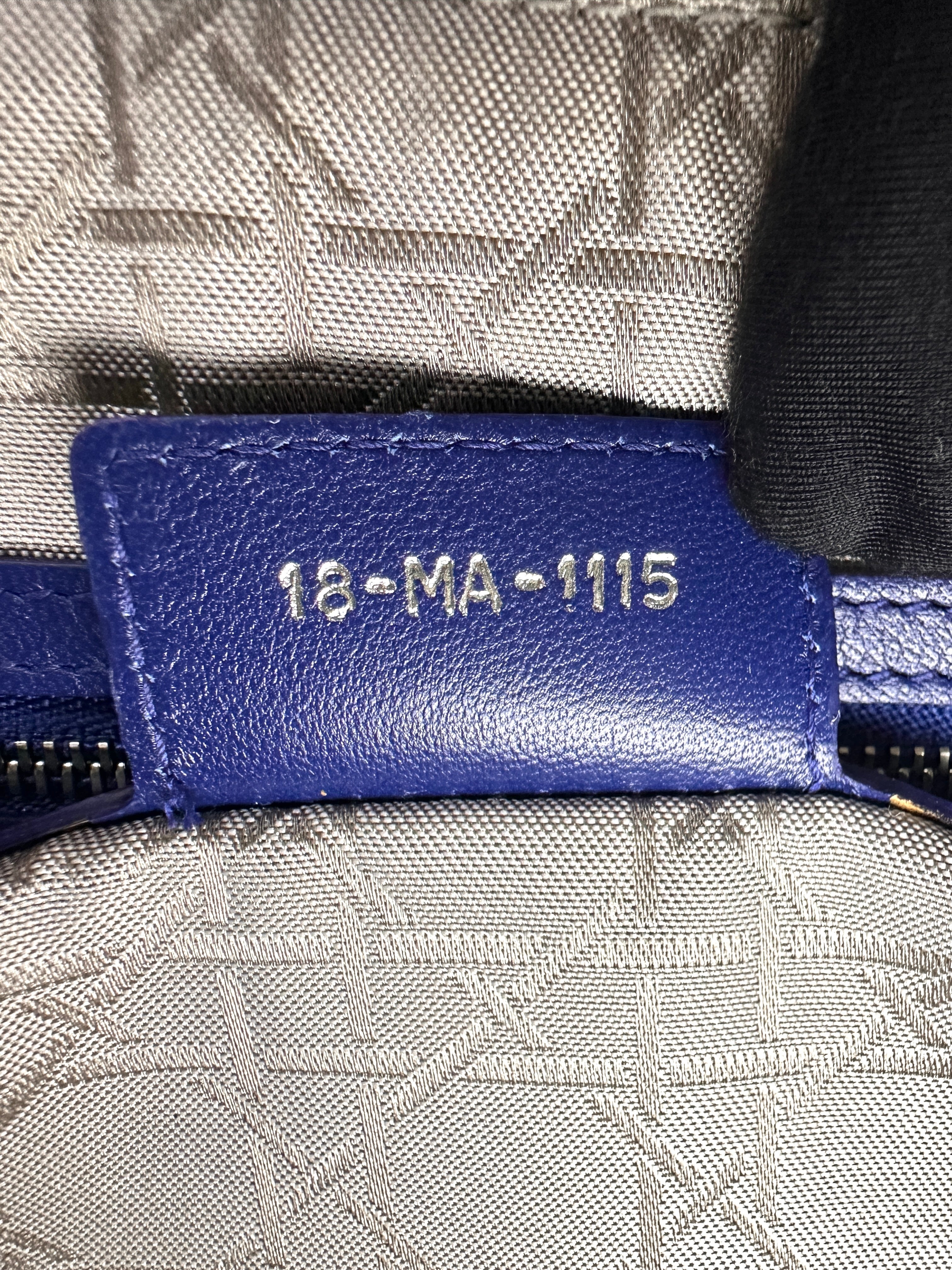 Christian Dior Lady Dior Blue Cannage Leather Handle Bag With Silver Charms DR731