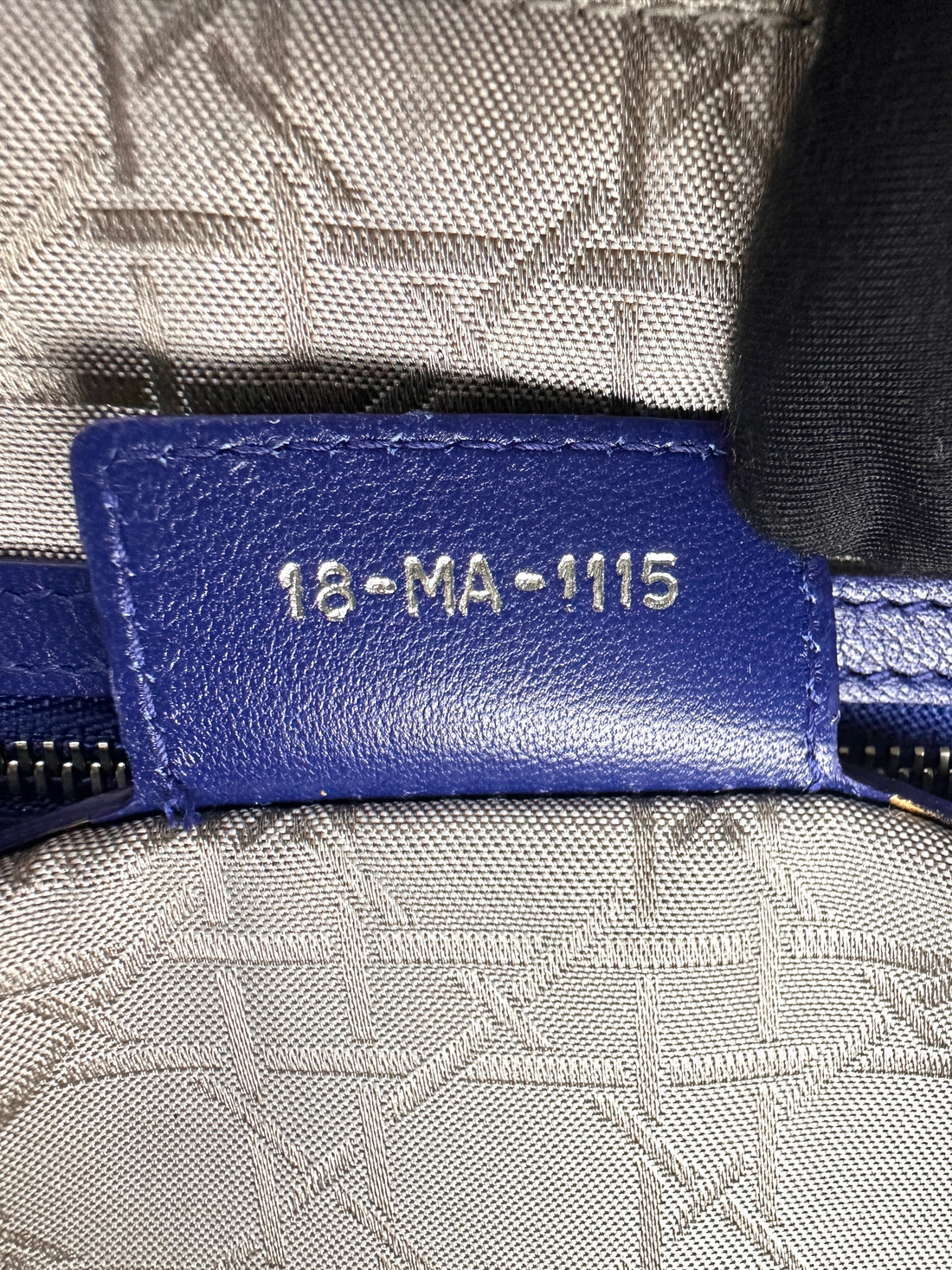 Christian Dior Lady Dior Blue Cannage Leather Handle Bag With Silver Charms DR731