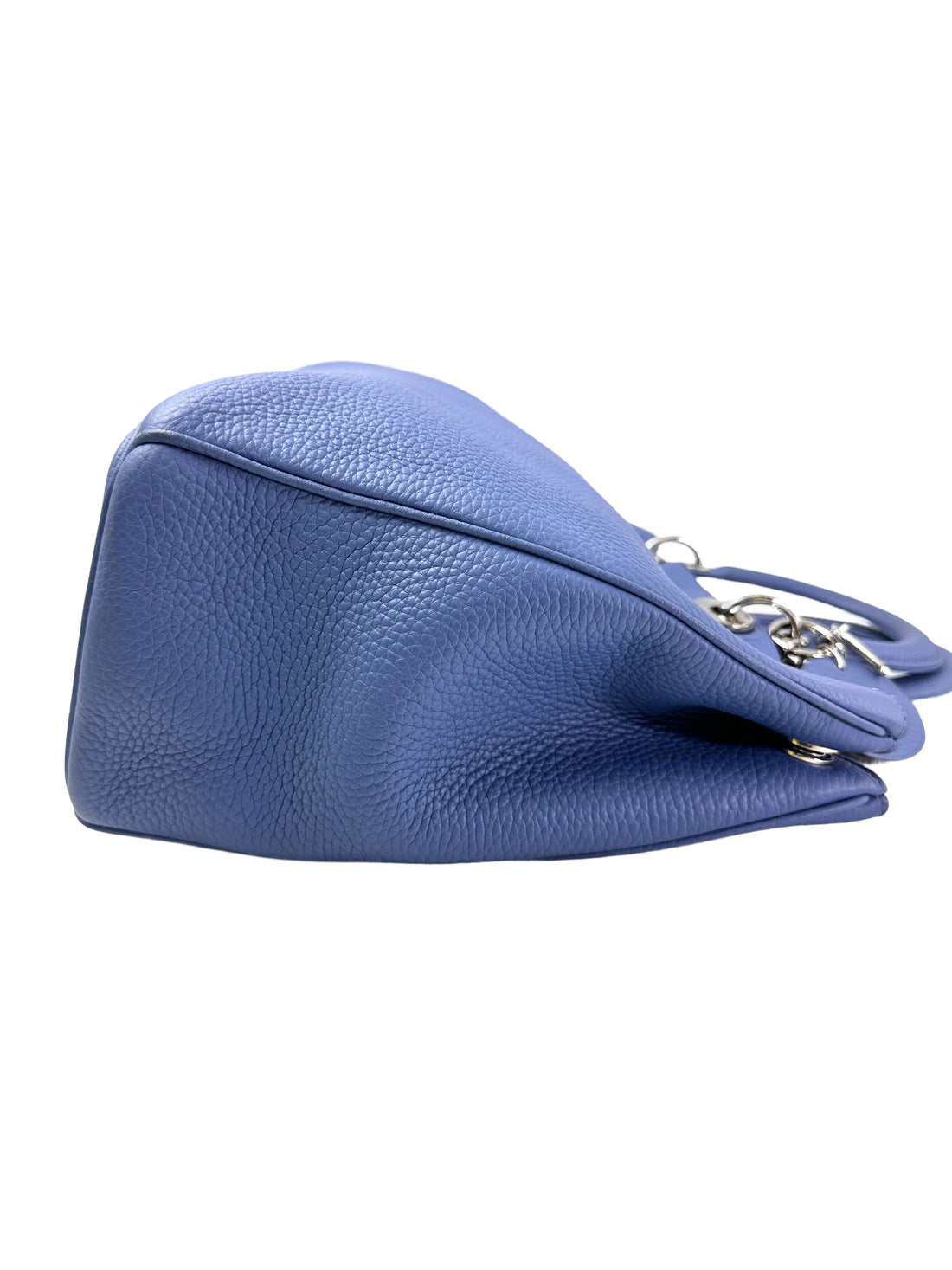 Christian Dior Diorissimo Blue Leather Large Size Top Handle Bag With Pouch DR732