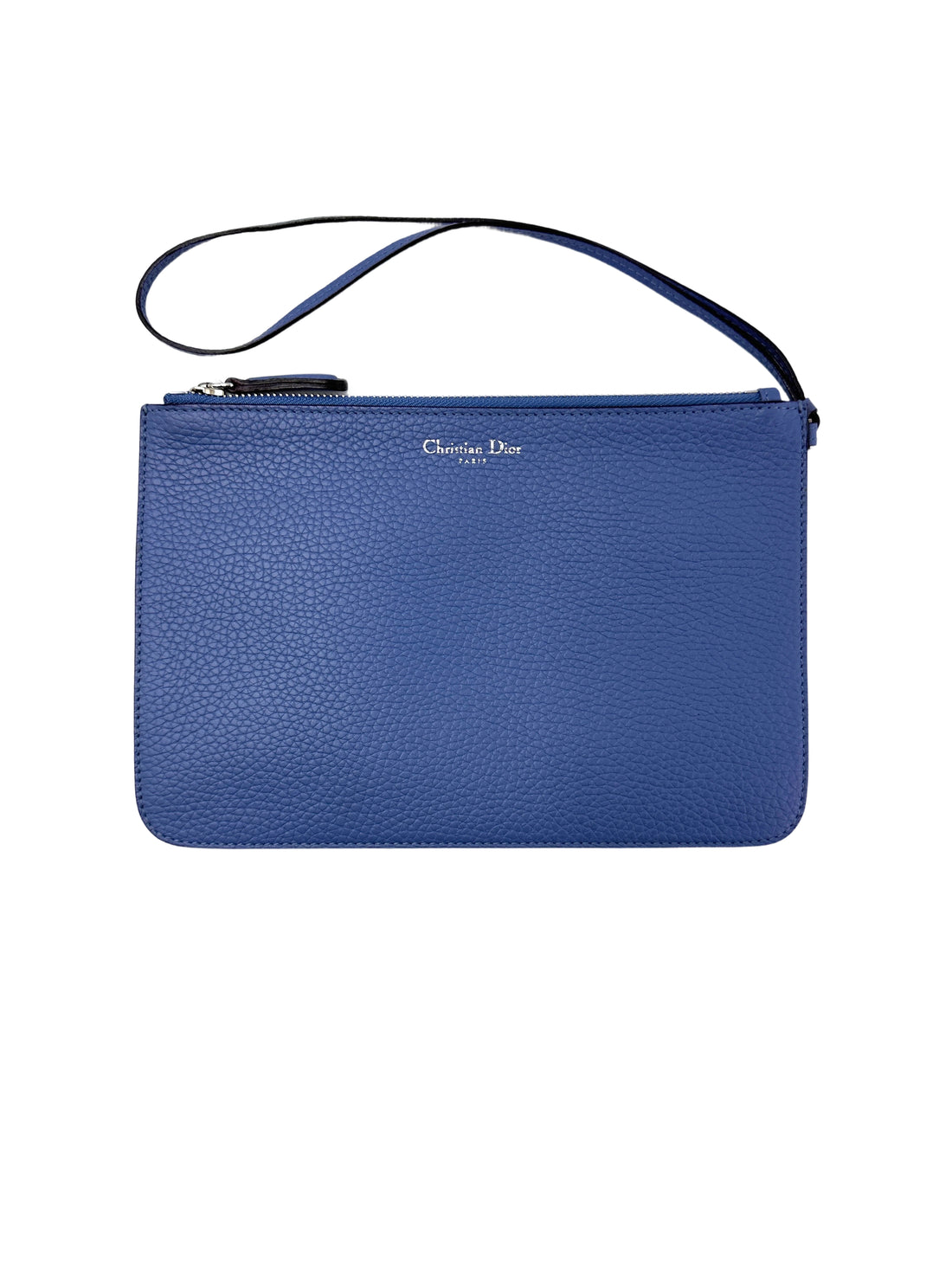 Christian Dior Diorissimo Blue Leather Large Size Top Handle Bag With Pouch DR732