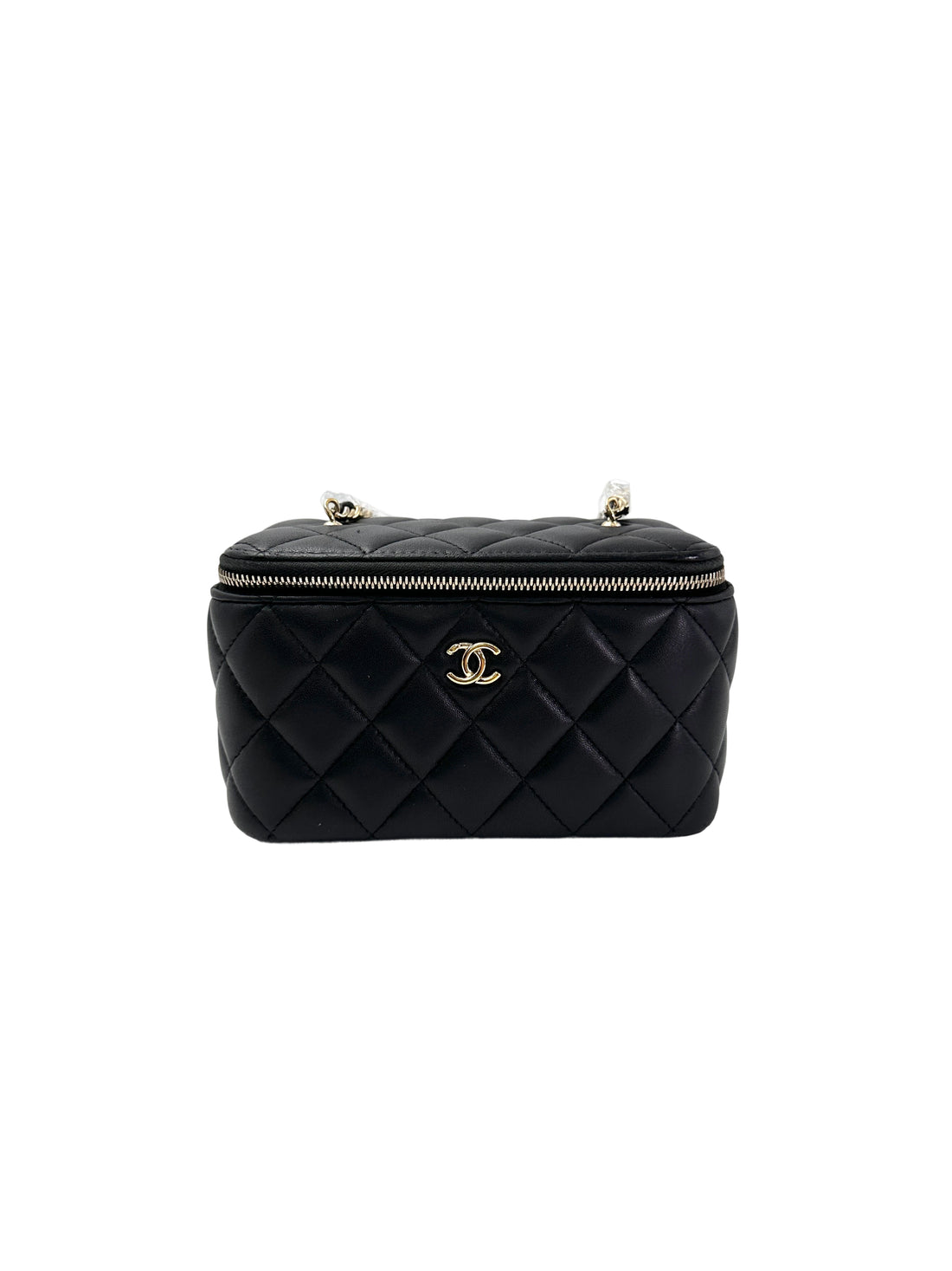 Chanel Black Quilted Lambskin Vanity Case With Gold Buckle(X8***1E) CC1960