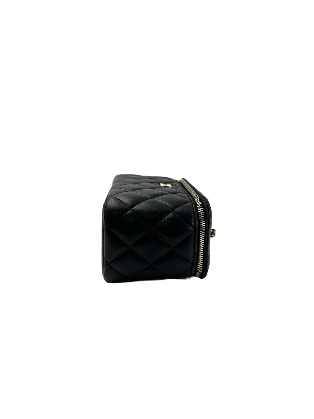 Chanel Black Quilted Lambskin Vanity Case With Gold Buckle(X8***1E) CC1960