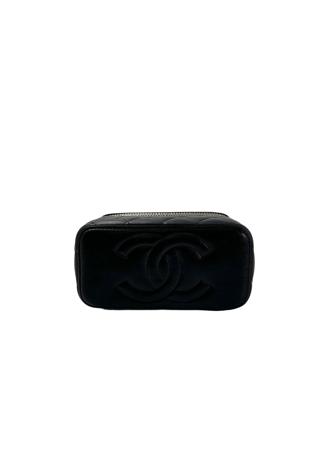 Chanel Black Quilted Lambskin Vanity Case With Gold Buckle(X8***1E) CC1960