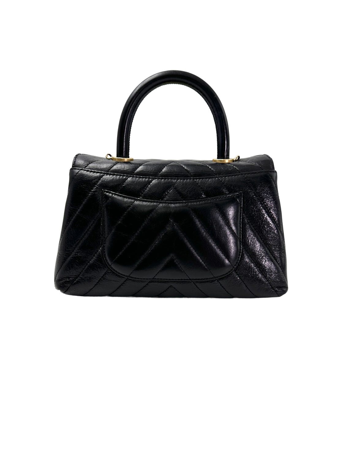 Chanel CoCo Handle Black Chevron Quilted Leather Shoulder Bag(23***80) CC1961