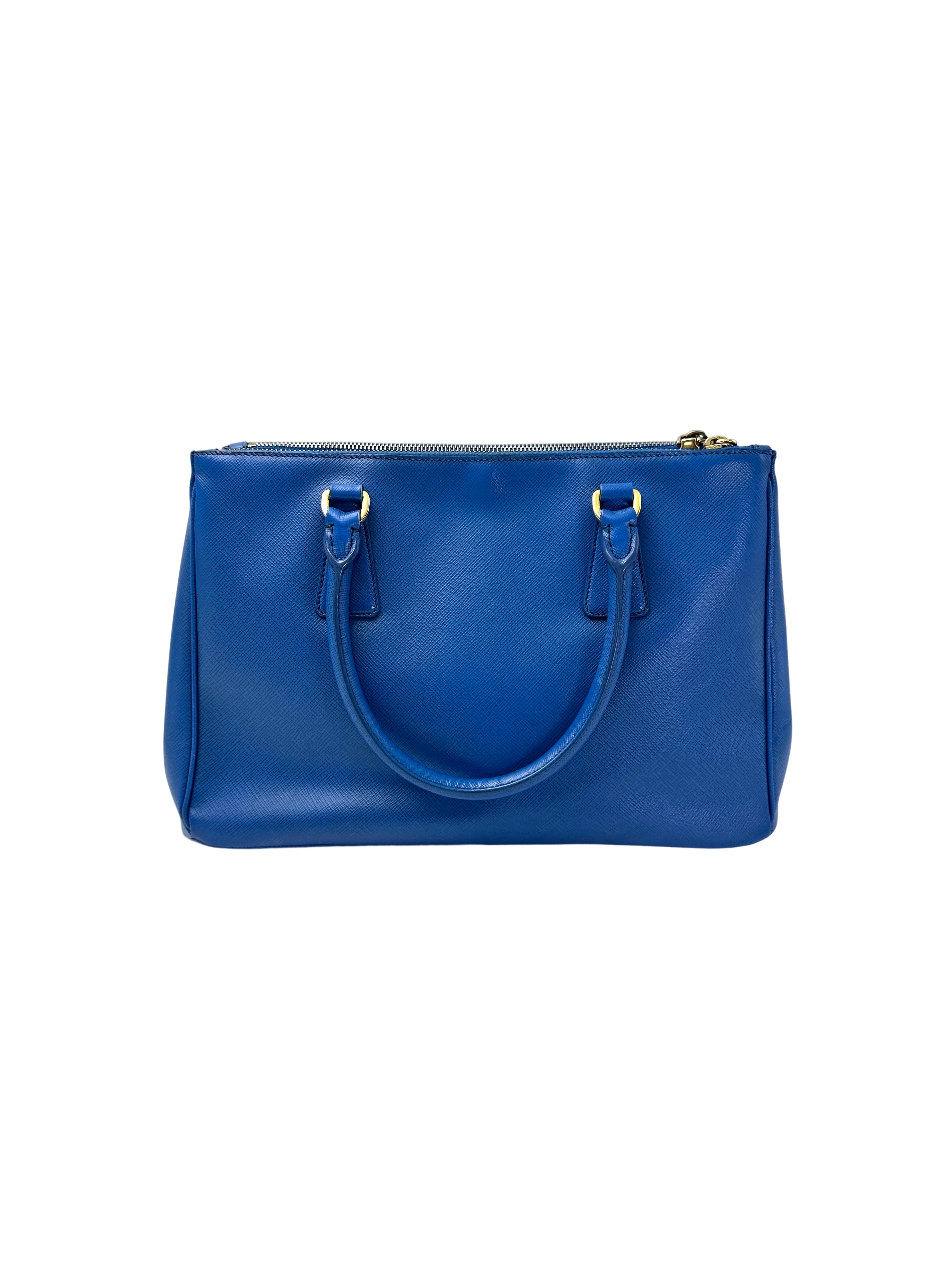 Prada Galleria Blue Saffiano Leather Handle Bag PR341