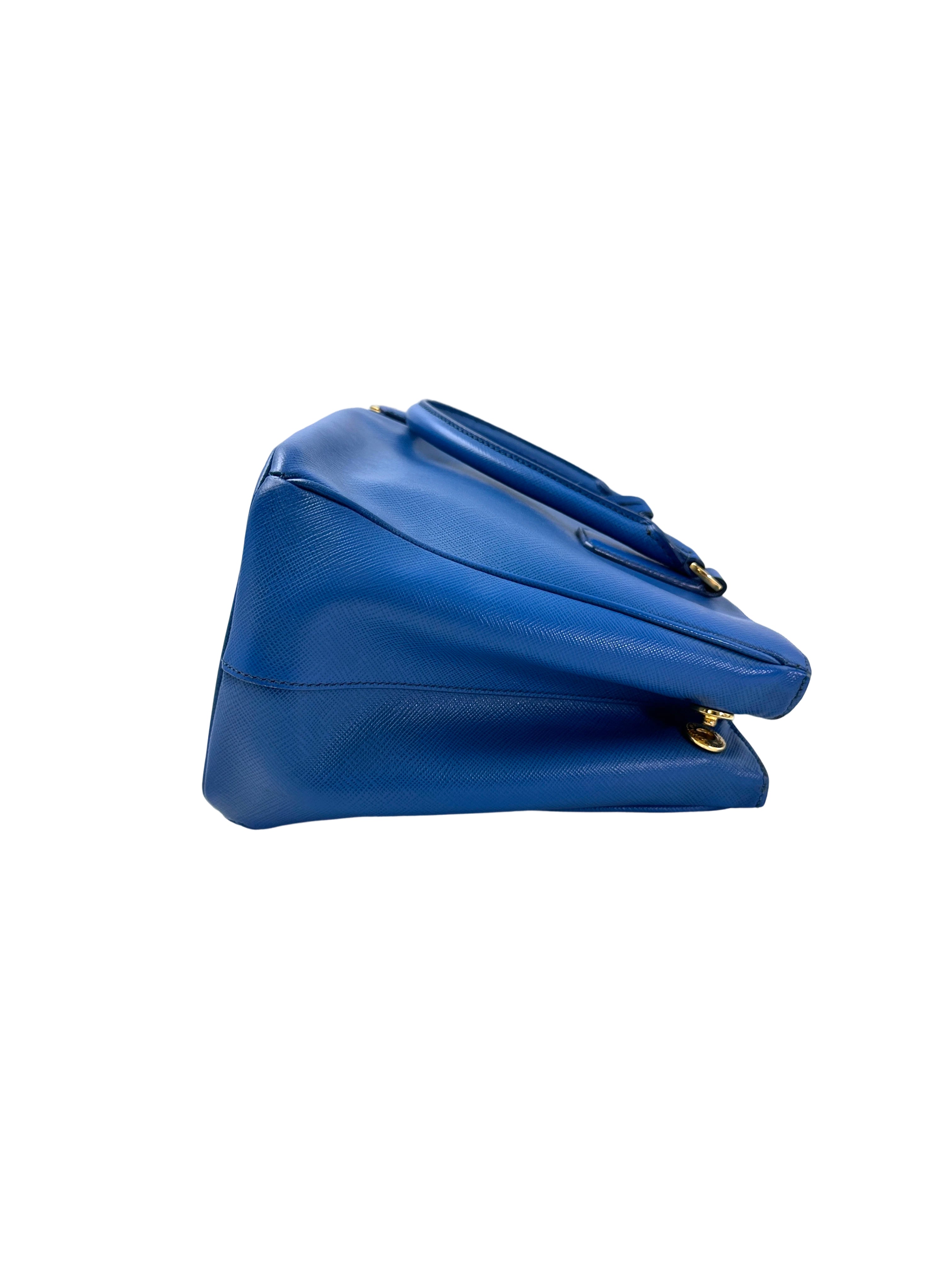 Prada Galleria Blue Saffiano Leather Handle Bag PR341