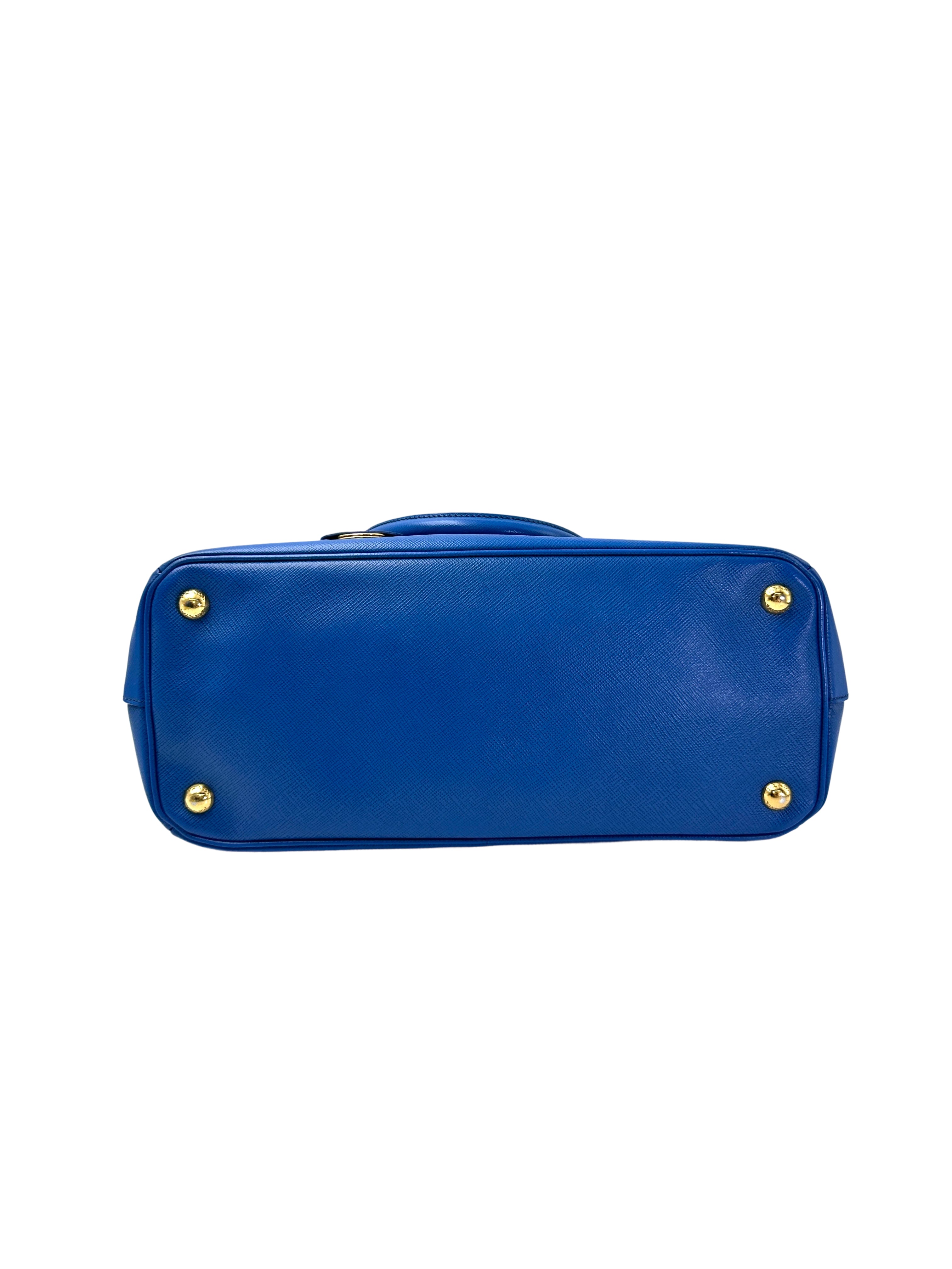 Prada Galleria Blue Saffiano Leather Handle Bag PR341