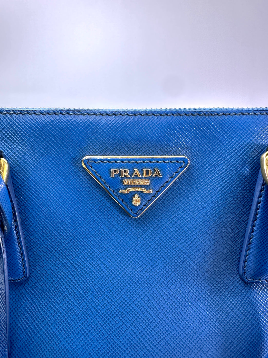 Prada Galleria Blue Saffiano Leather Handle Bag PR341