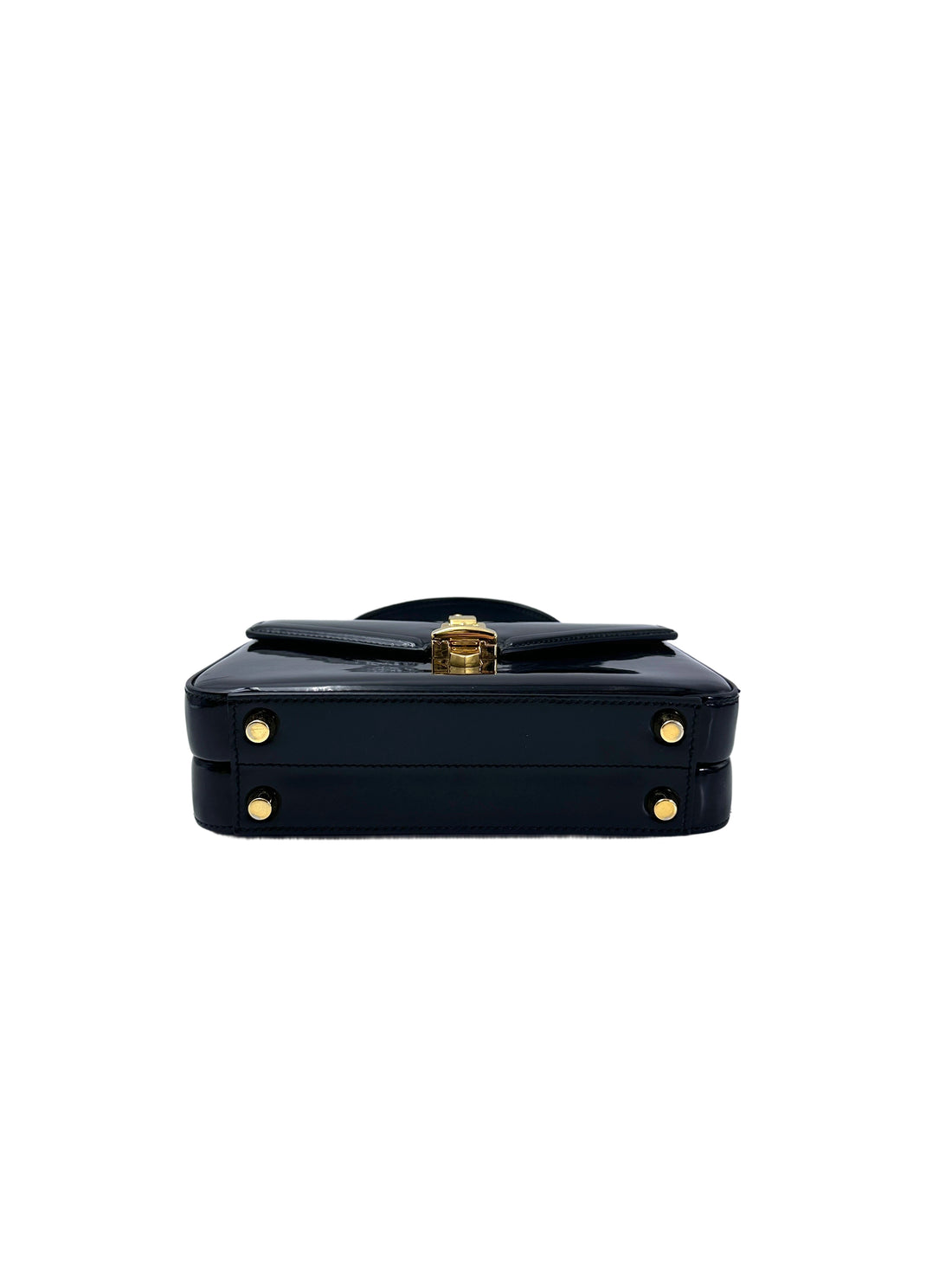 Gucci Sylvie 1969 Black Patent Leather Handle Bag GG988