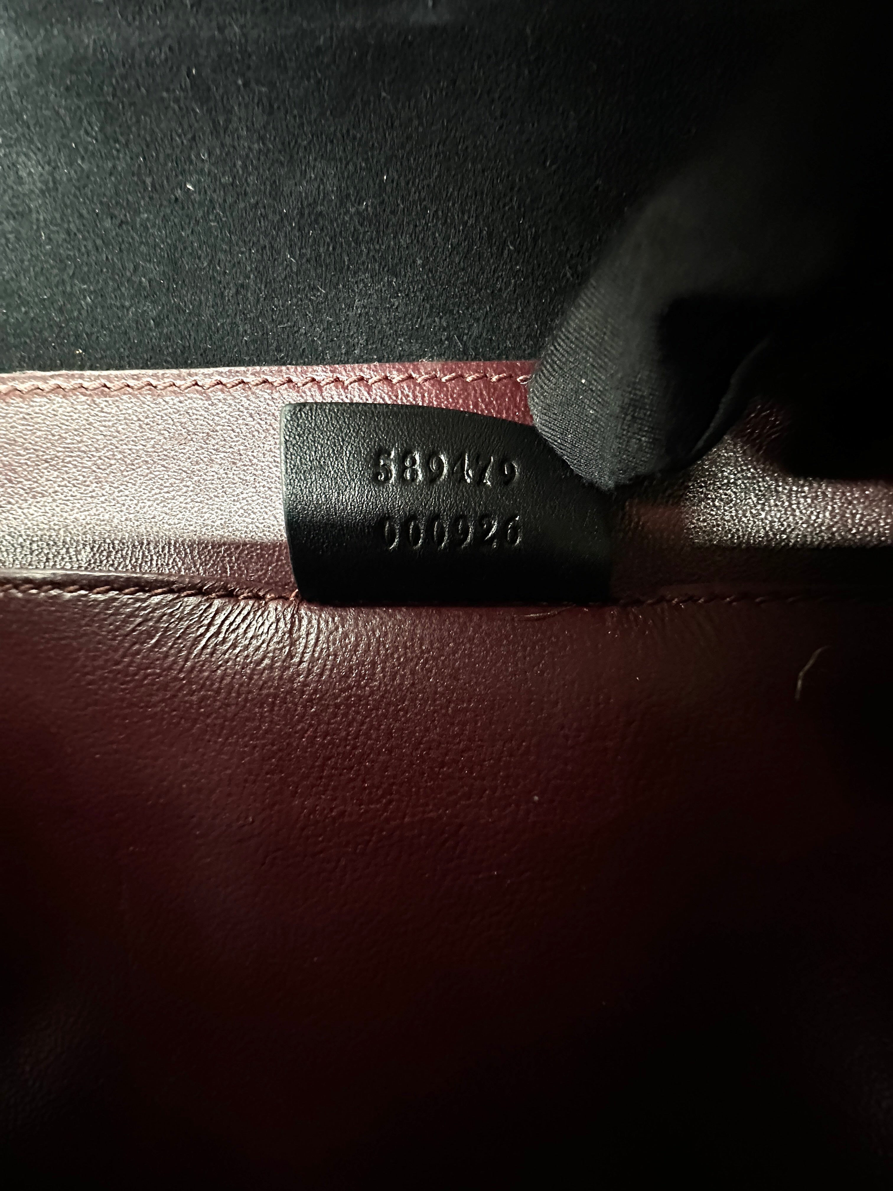 Gucci Sylvie 1969 Black Patent Leather Handle Bag GG988