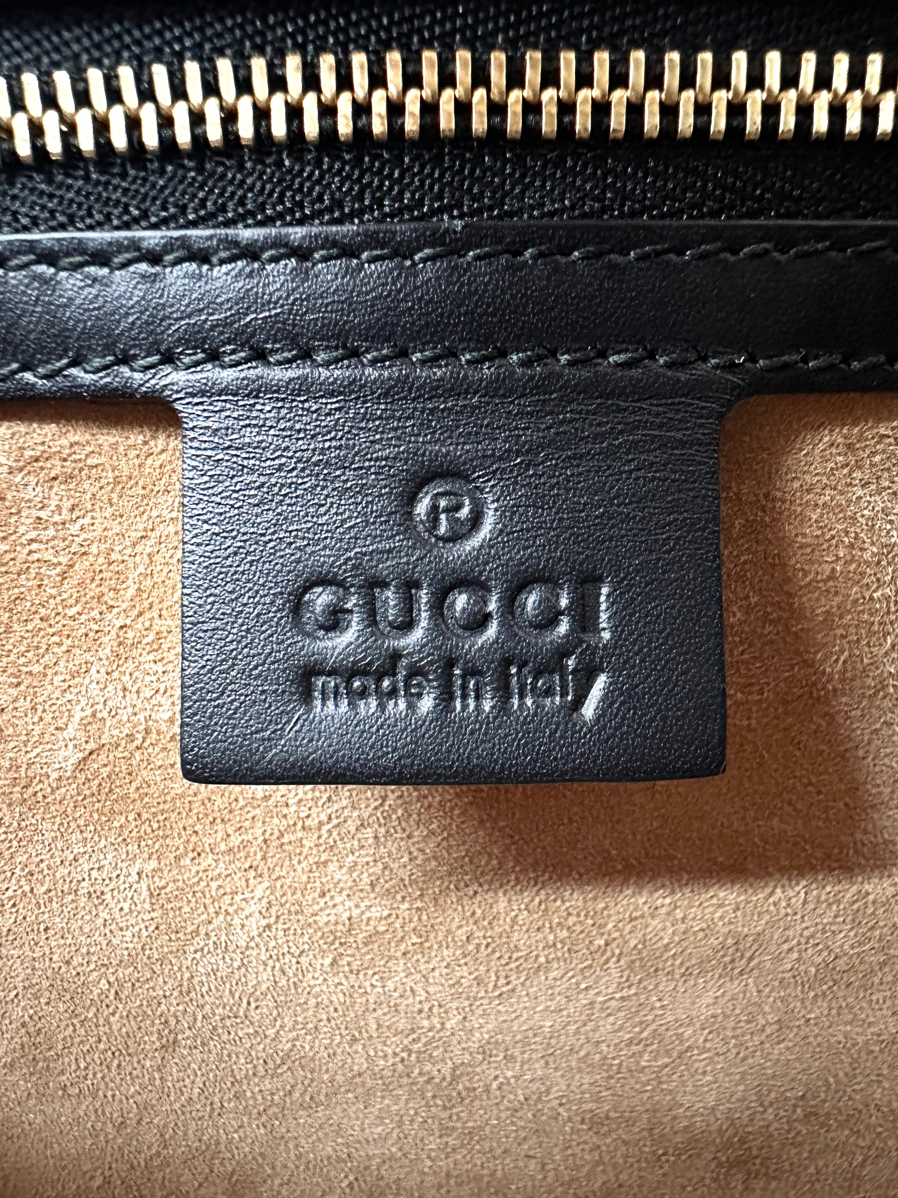 Gucci Sylvie Black Leather Medium Size Shoulder Bag GG1167