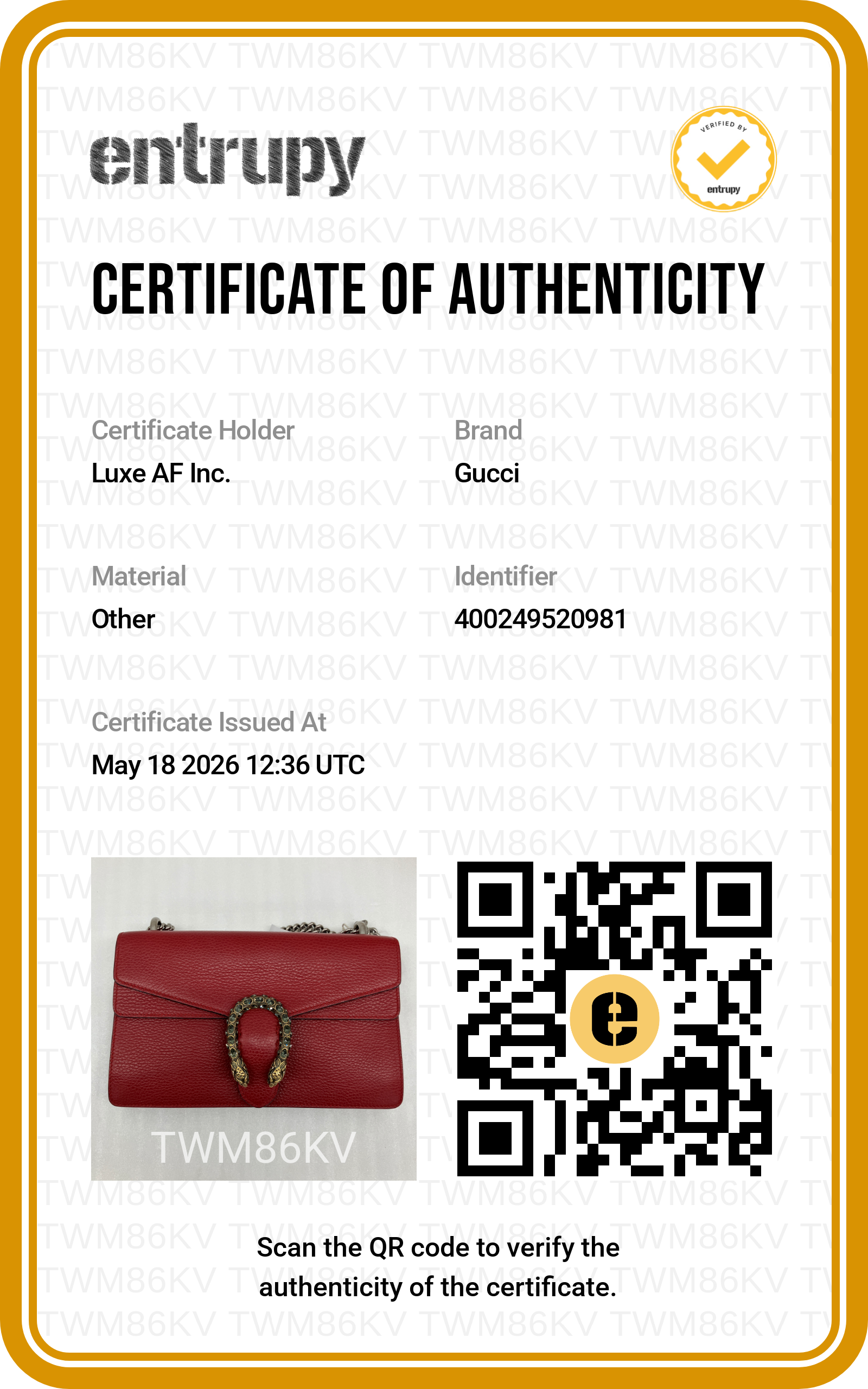 Gucci Dionysus Red Leather Medium Size Shoulder Bag GG1005