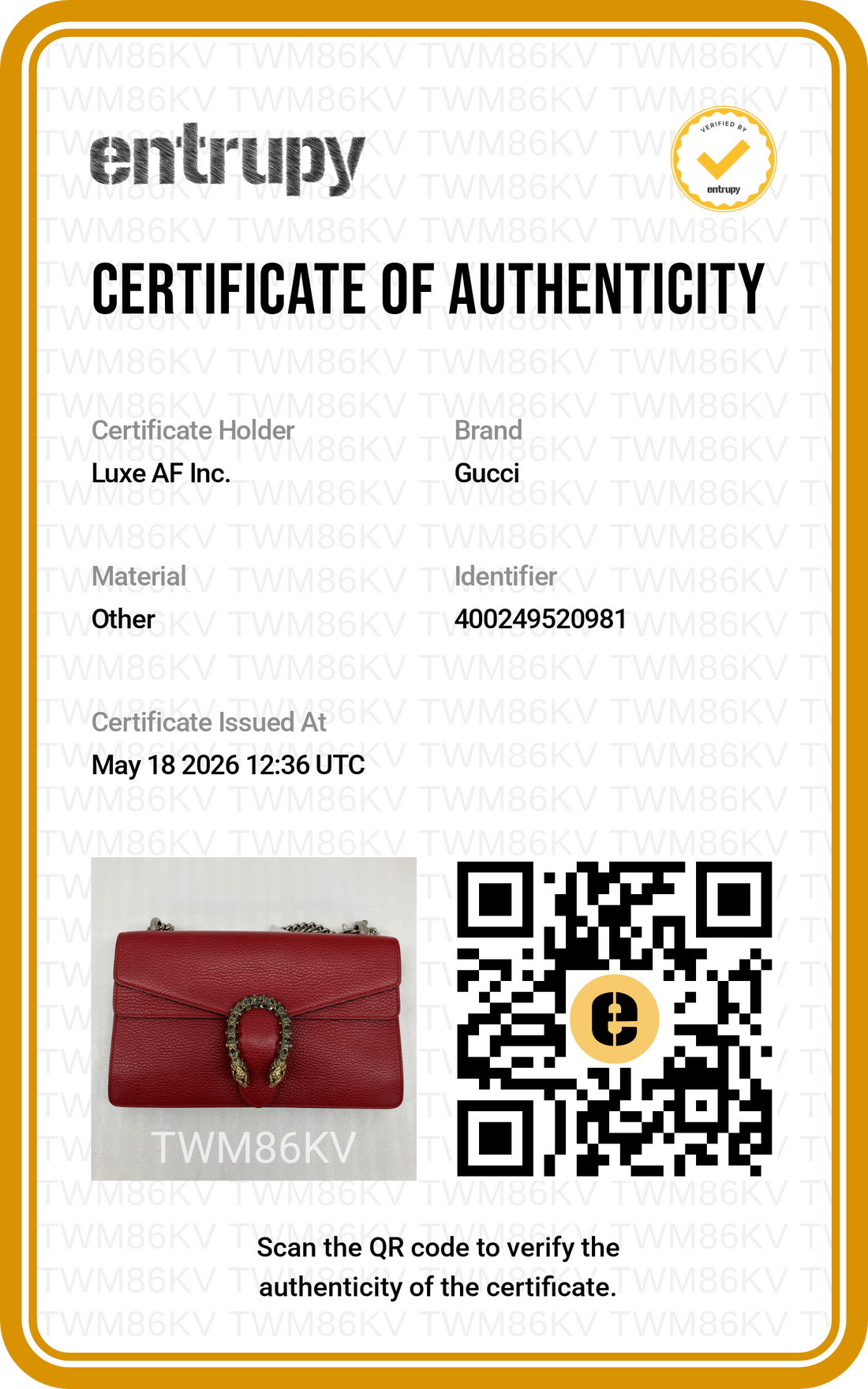 Gucci Dionysus Red Leather Medium Size Shoulder Bag GG1005