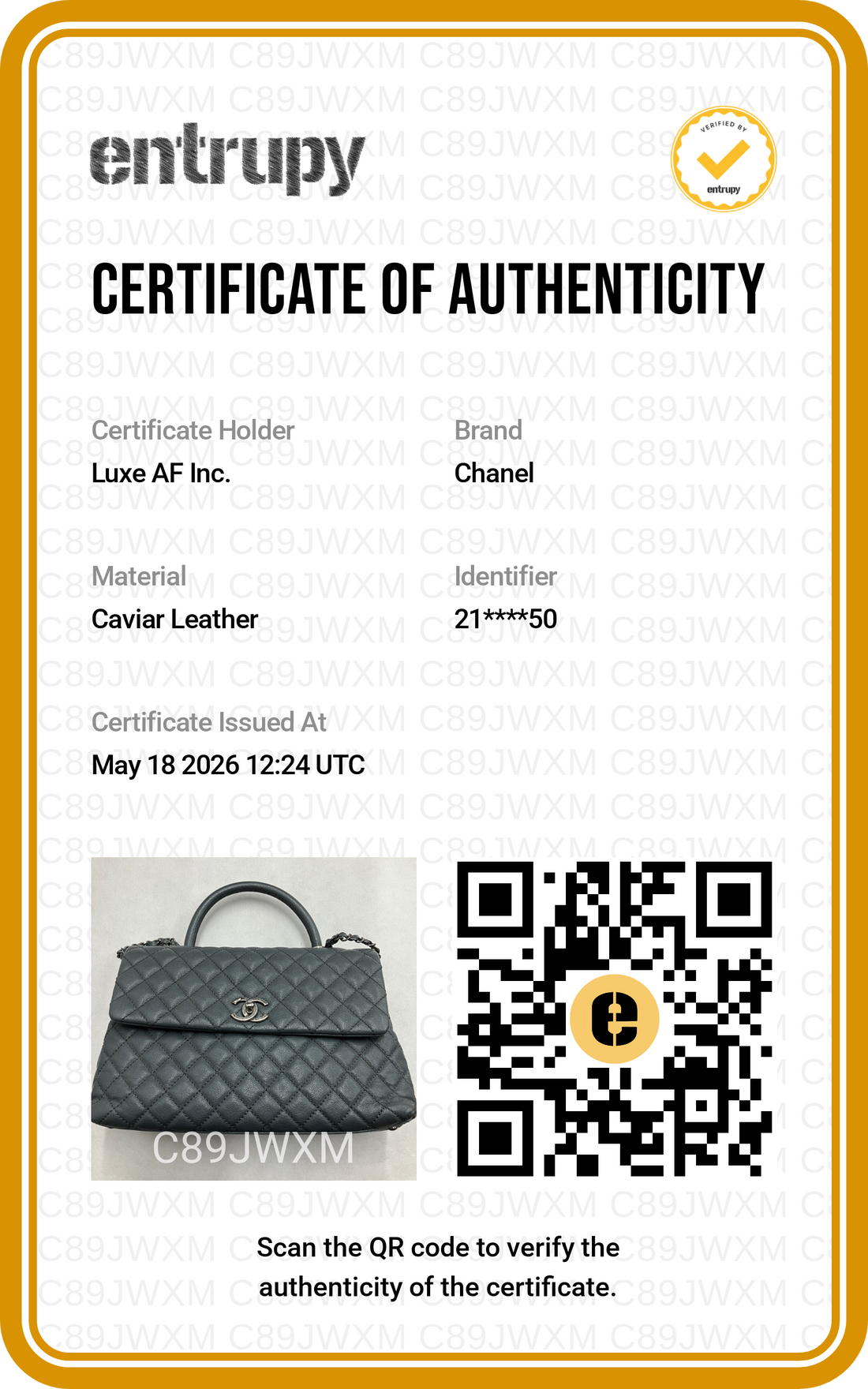 Chanel CoCo Handle Grey Quilted Calfksin Large Size Shoulder Bag(21***50) CC1968