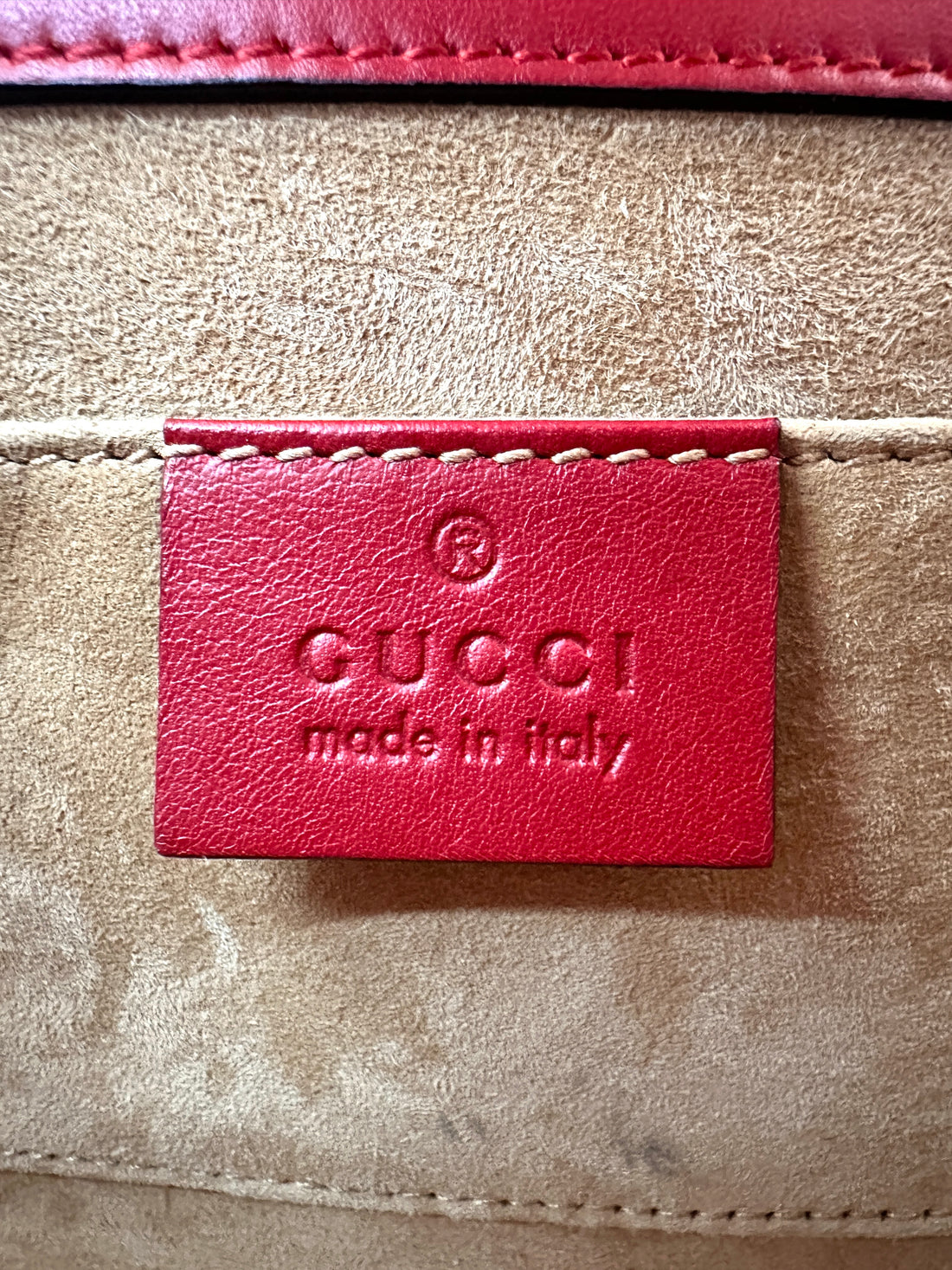 Gucci Padlock Red Pearl Studded Leather Chain Bag With Gold Hardware GG989