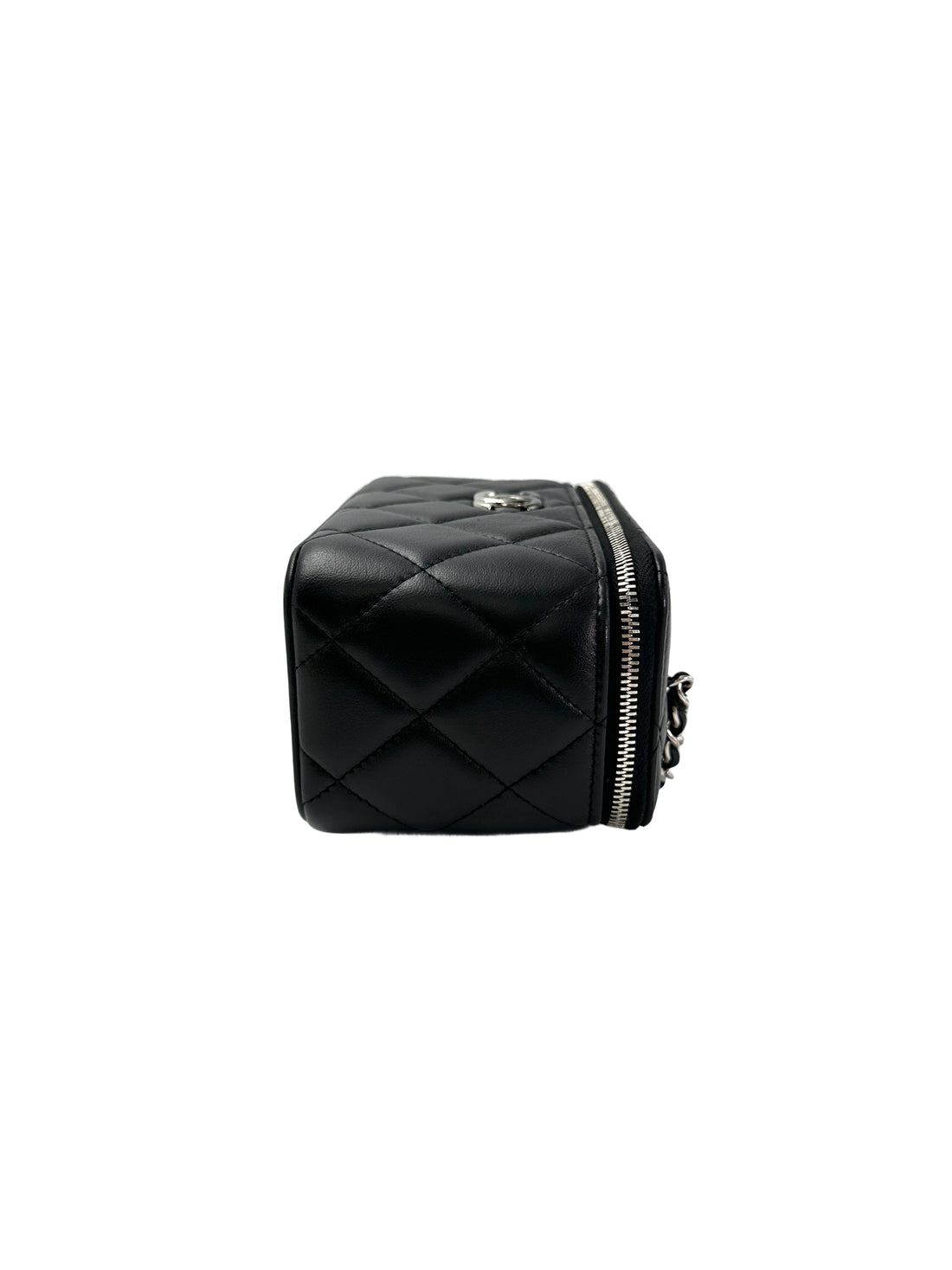 Chanel Black Quilted Lambskin Vanity Case With Silver Buckle(NT***60) CC1965